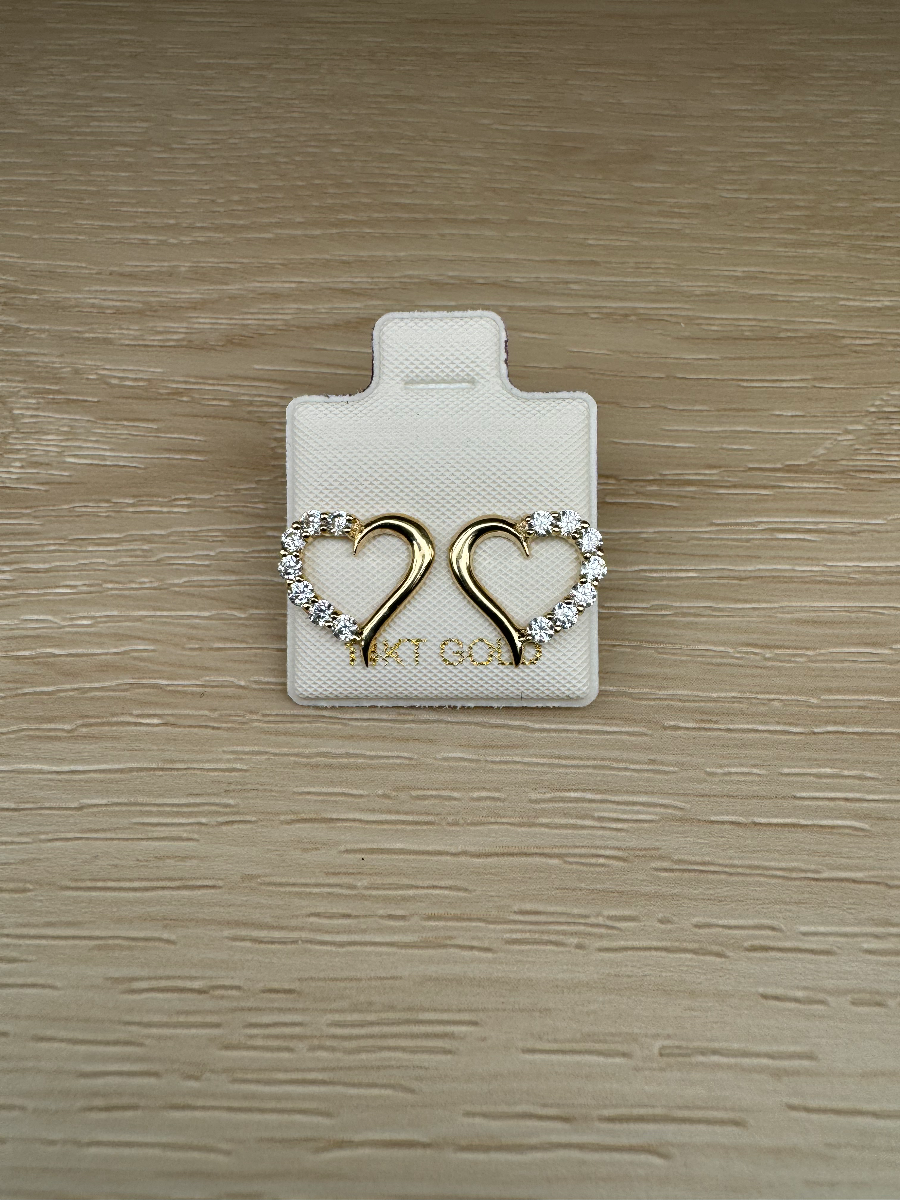 14k Stone Hearts Earrings