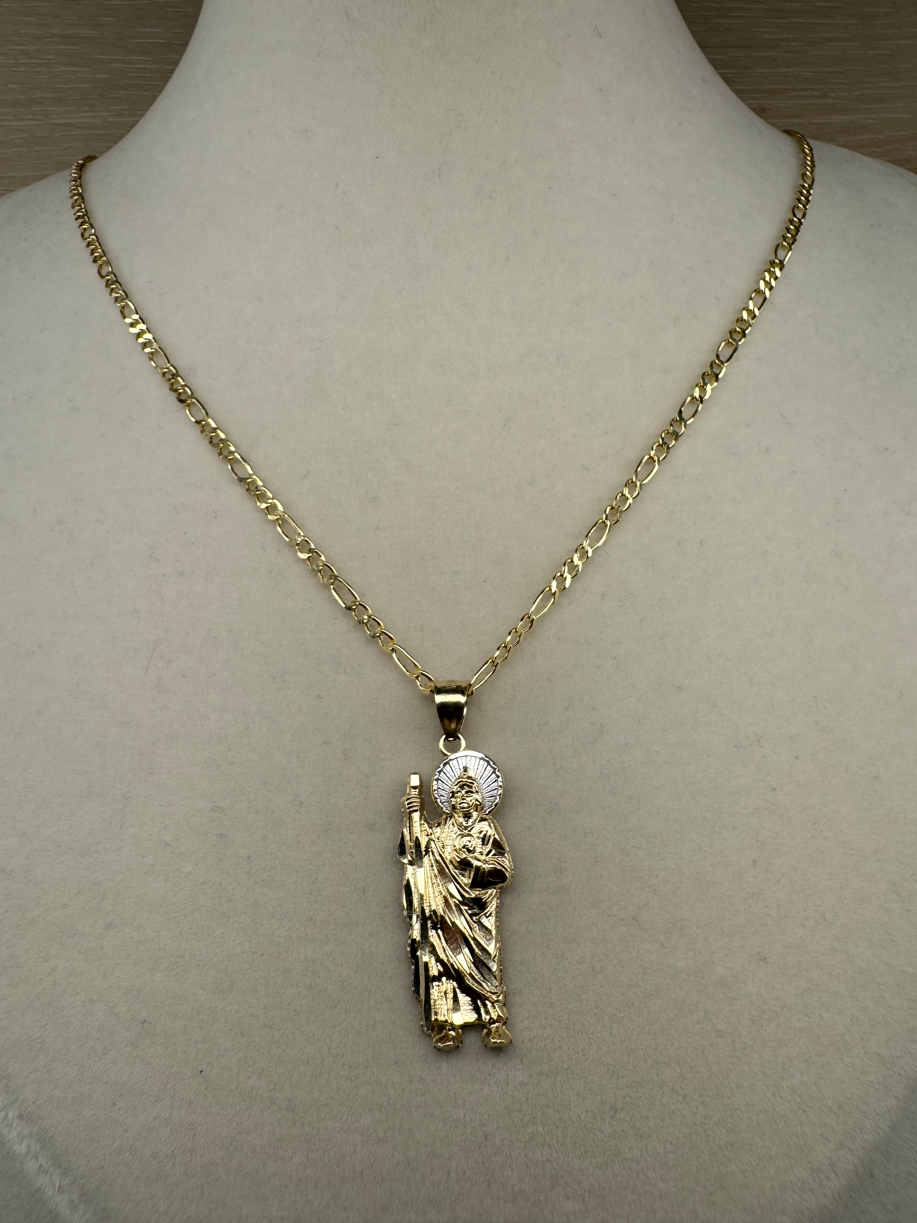 14K Gold Medium San Judas Pendant + Chainset