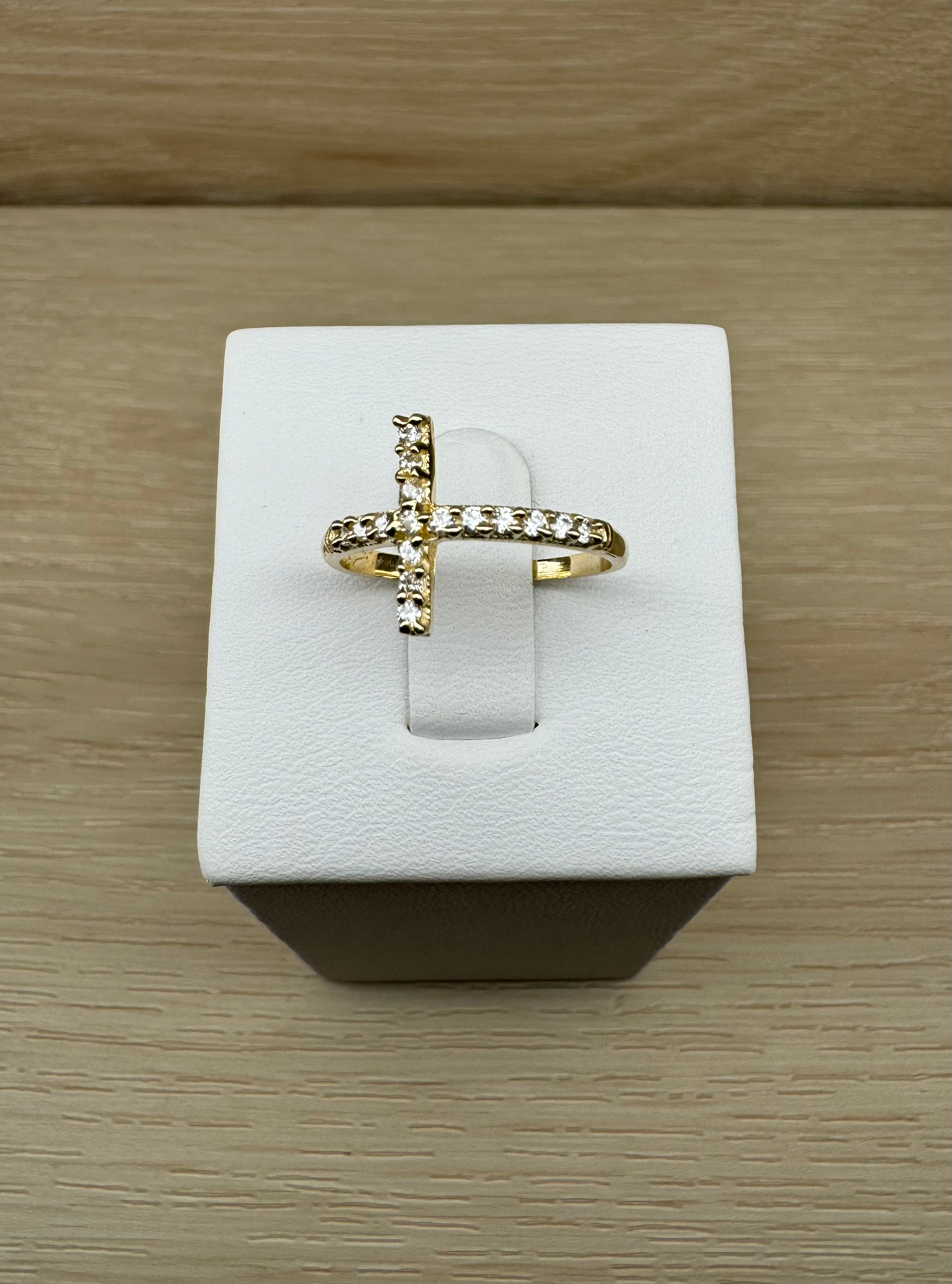 14K Gold Cross Ring