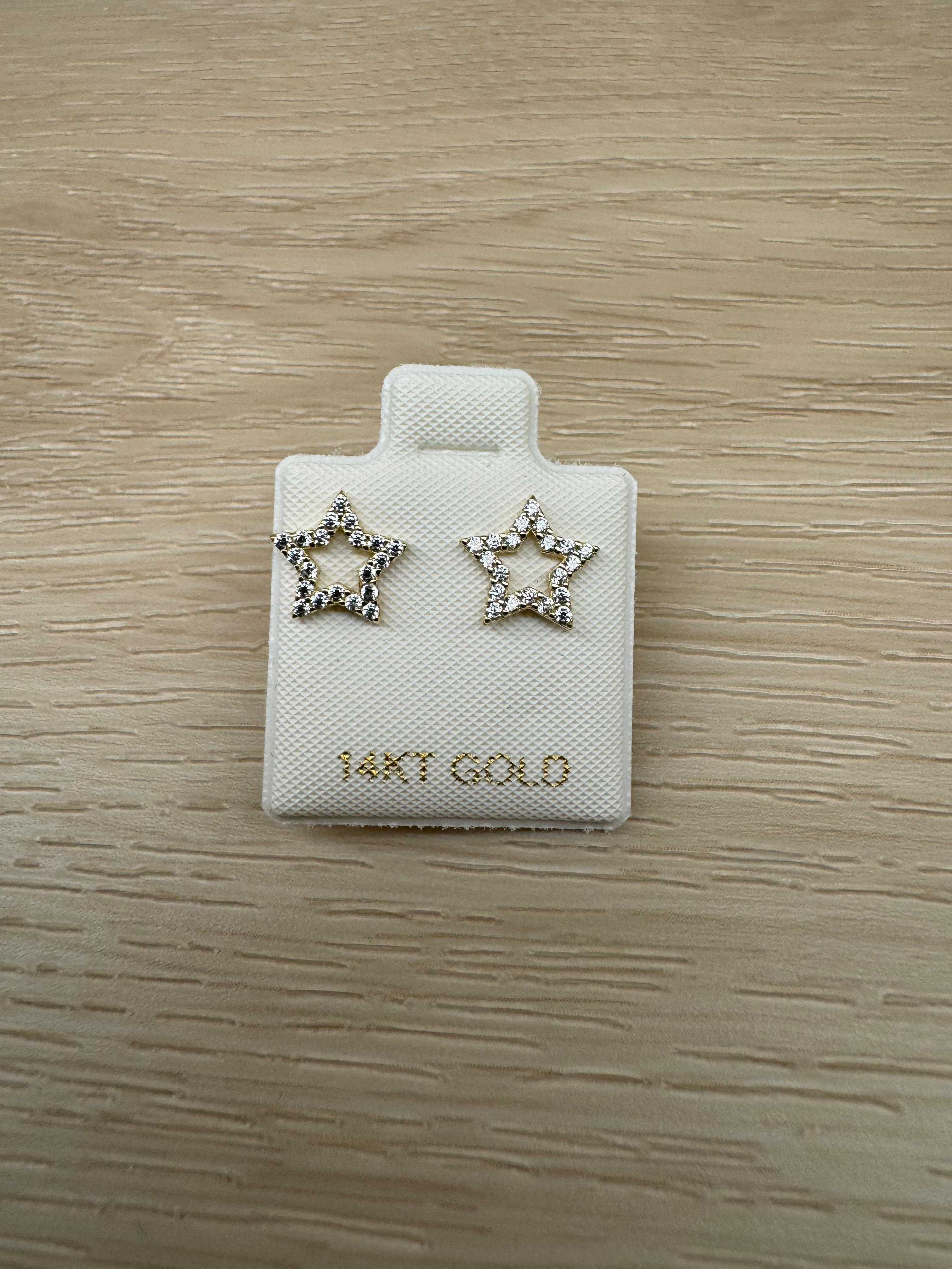 14k Stone Star Earrings