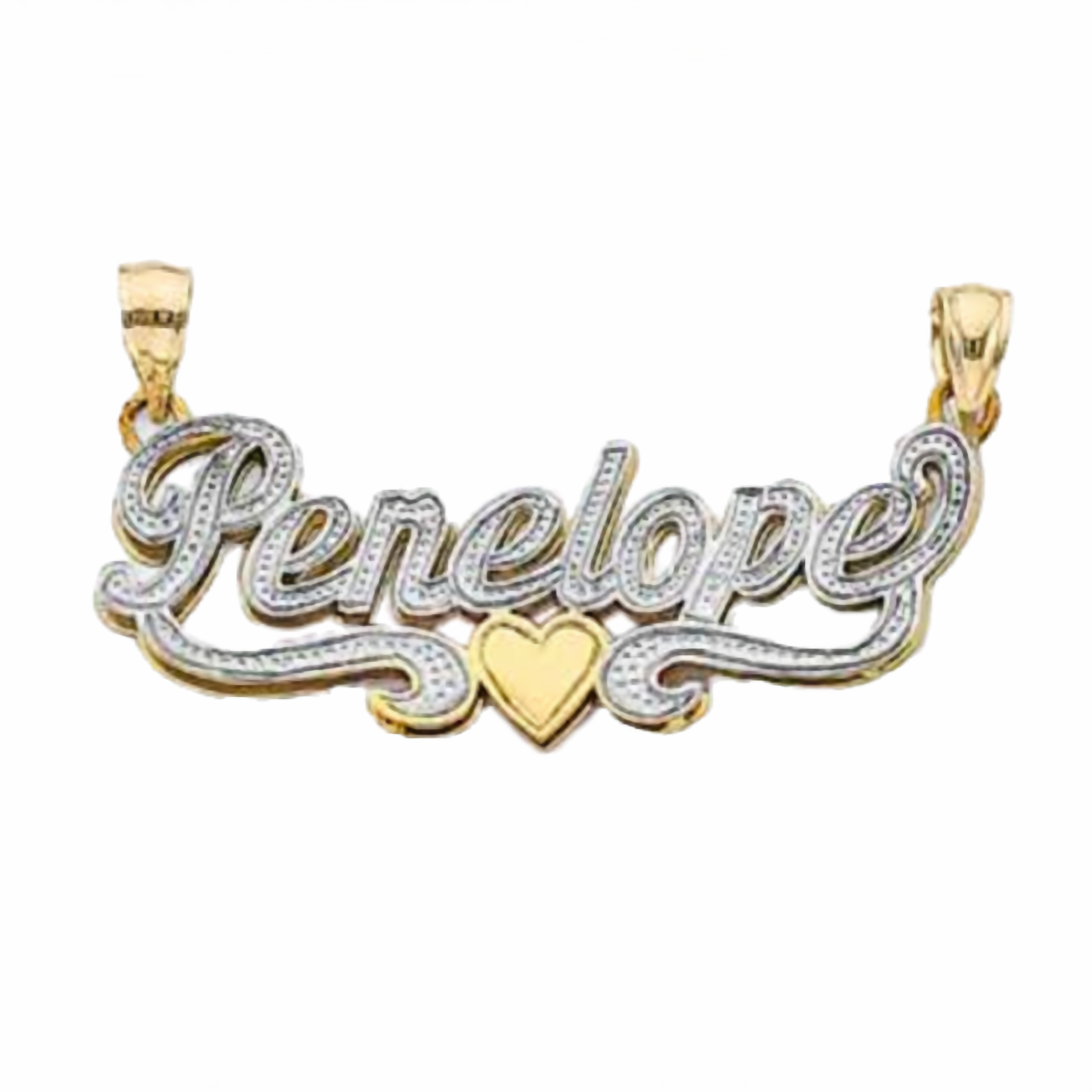 14k Heart Script Lettering Pendant