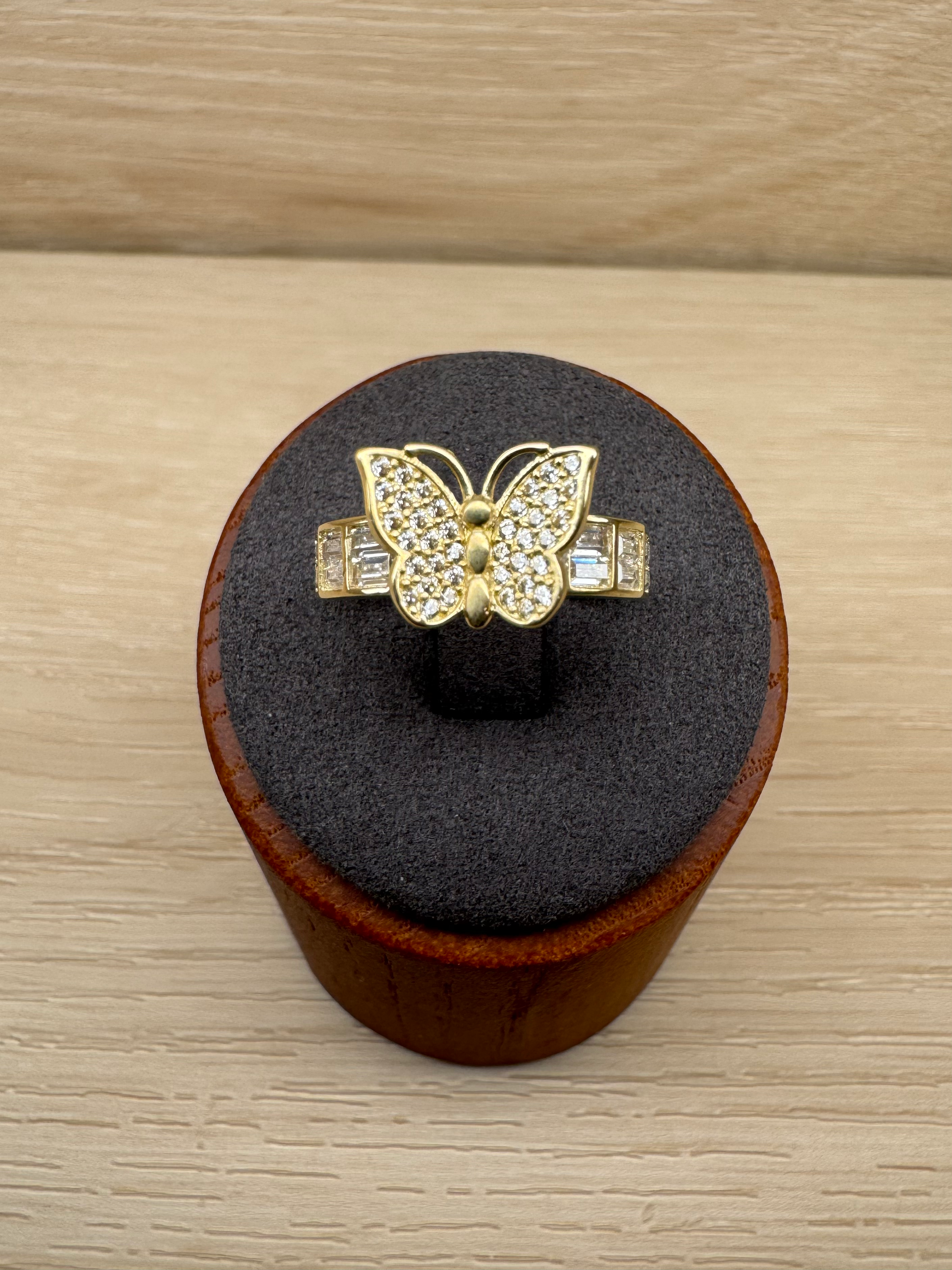 14k Stone Butterfly Ring