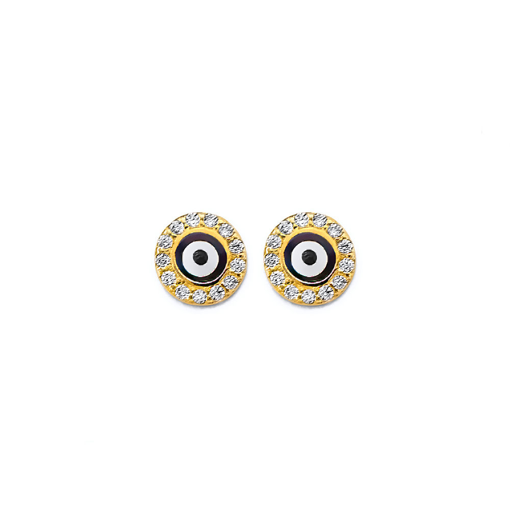 14k Evil Eye Post Earrings