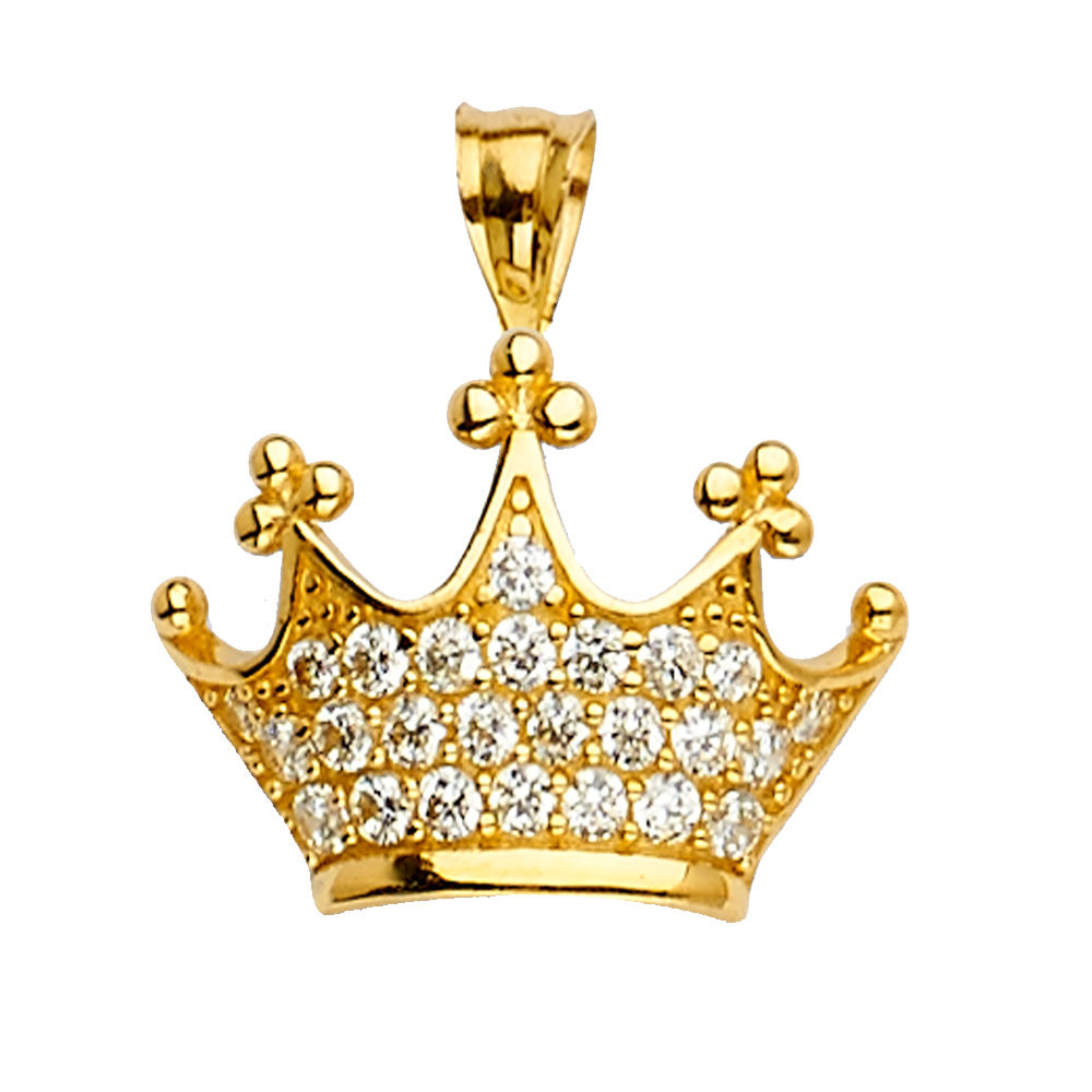 14k Crown Stone Pendant