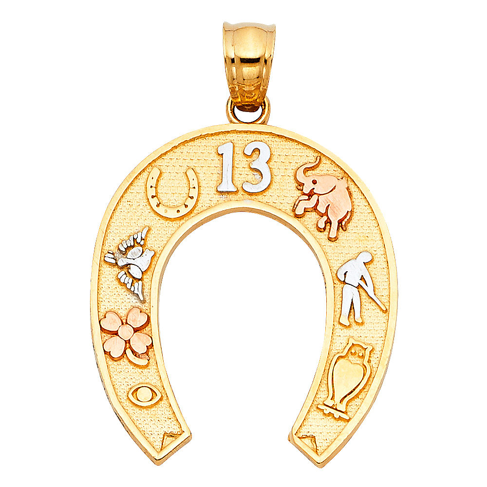 14k Horseshoe Lucky Pendant