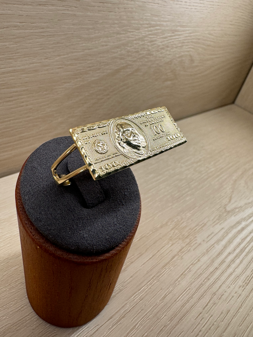 Thumbnail: 14K Gold Double Finger One Hundred Dollar Bill Ring