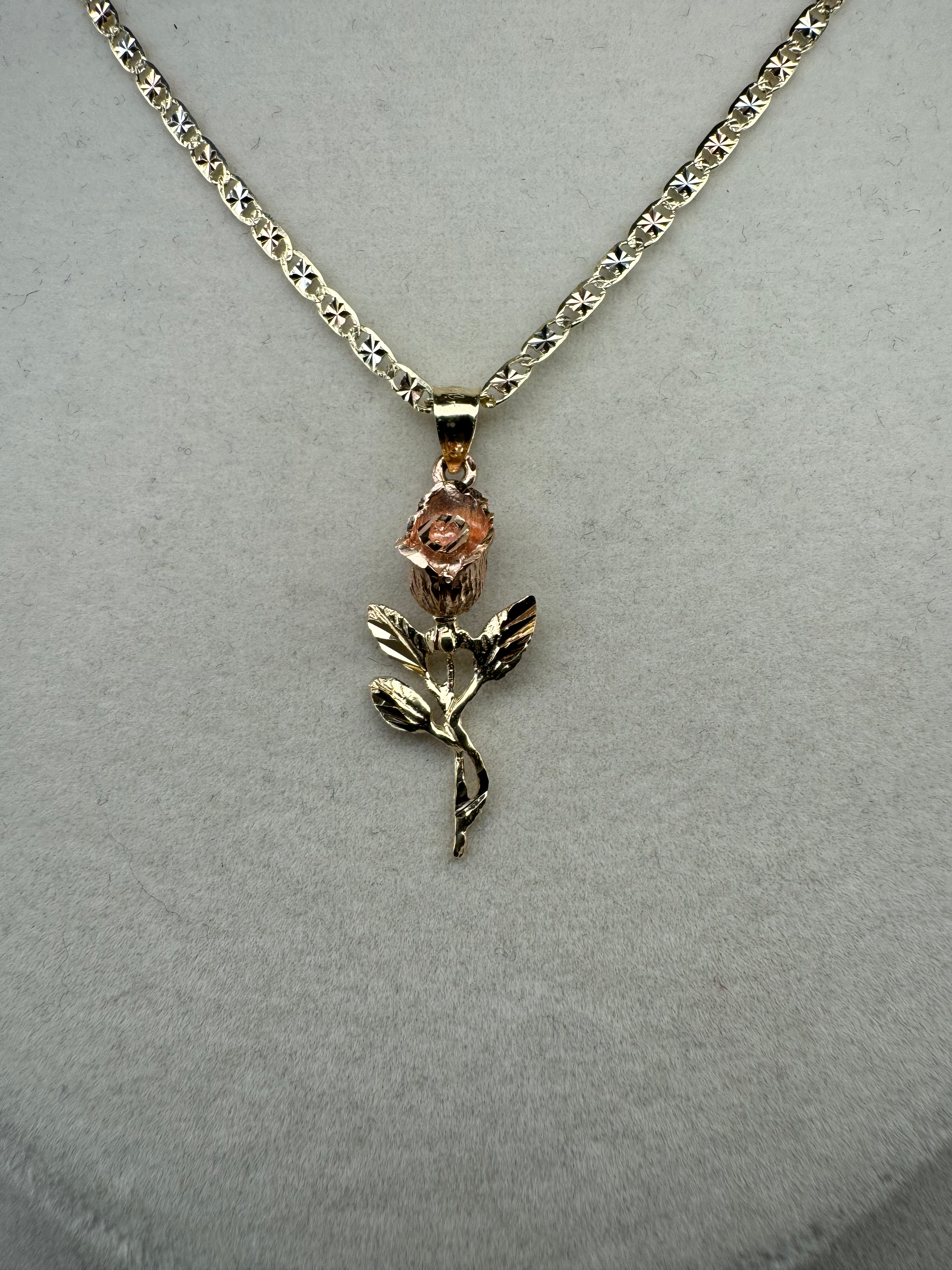 14K Gold Medium Rose Pendant