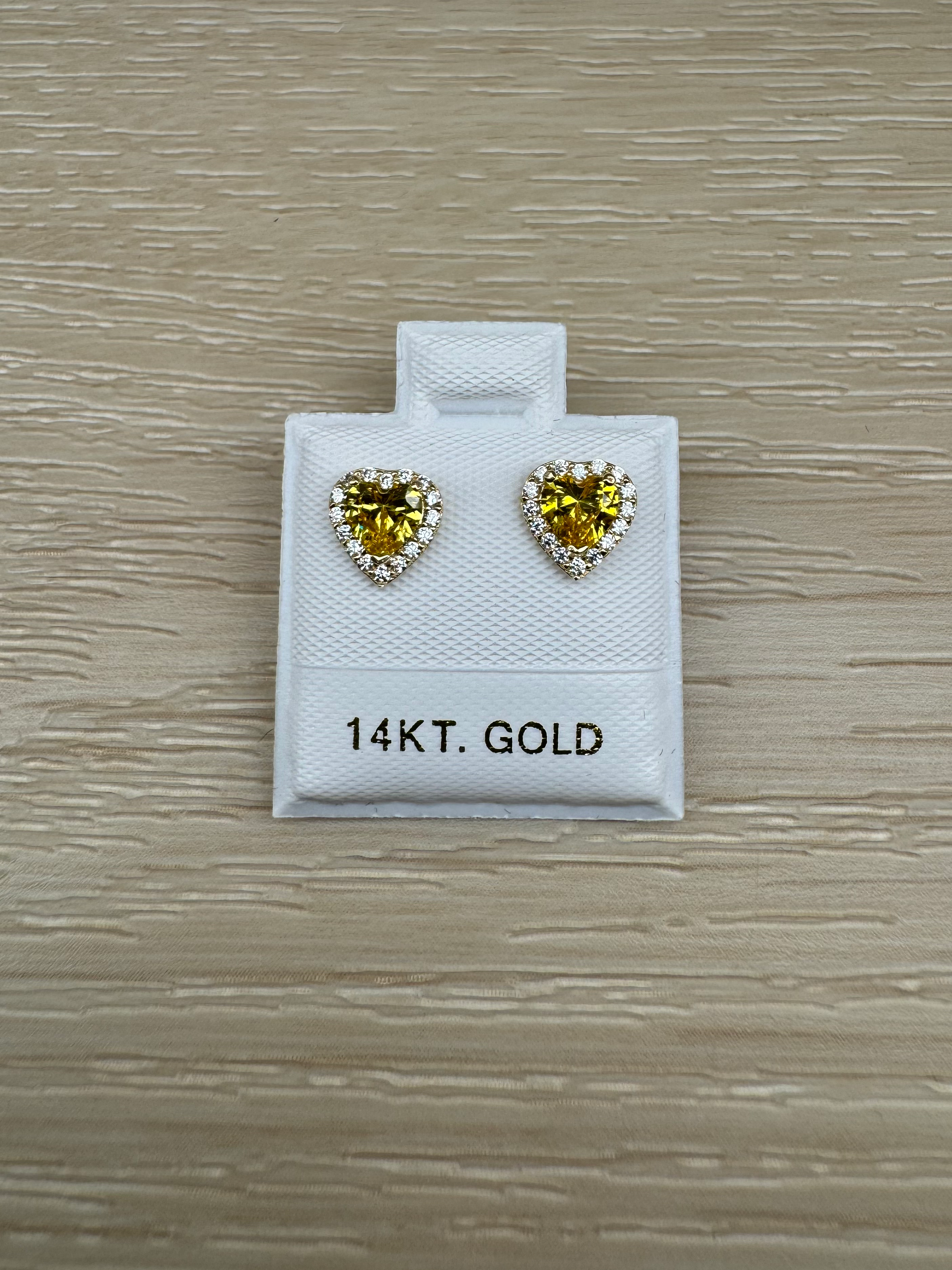 14K Gold Yellow Heart Earrings