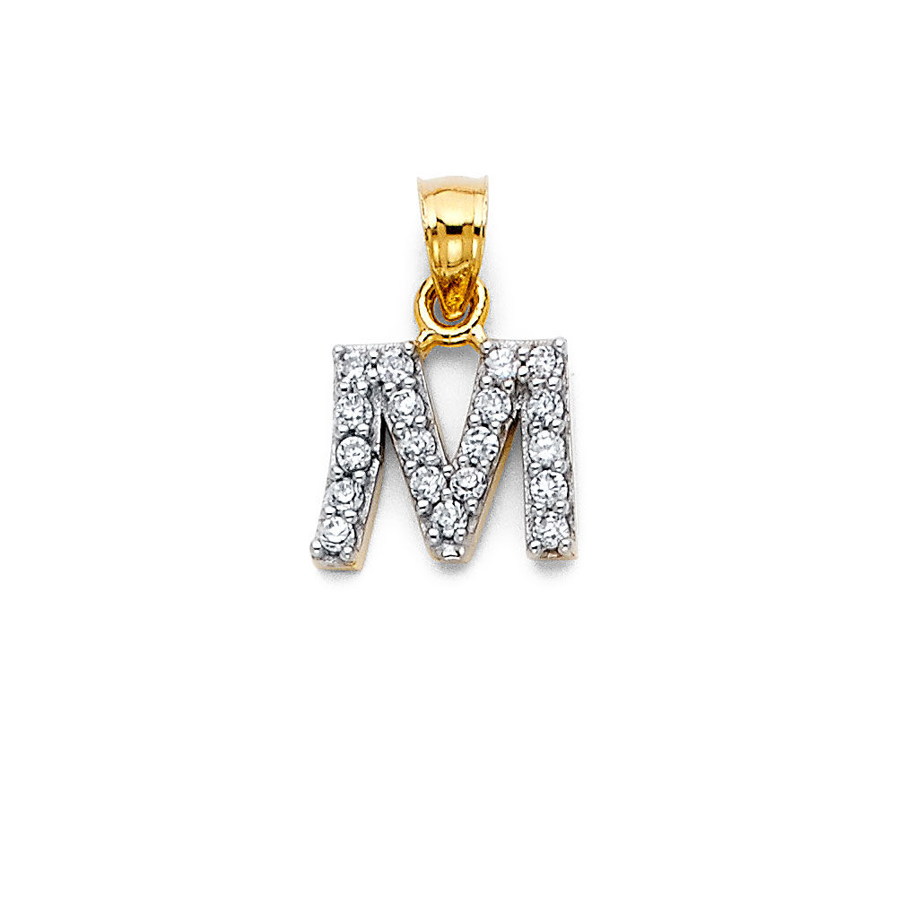 14k Letter Stone Pendant