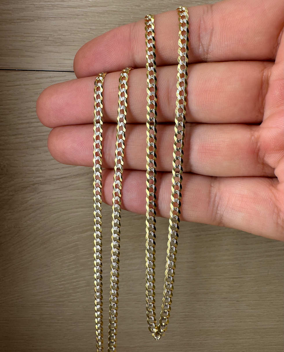 Thumbnail: 14K Gold Solid 3.5mm 24 Inch Curb Chain