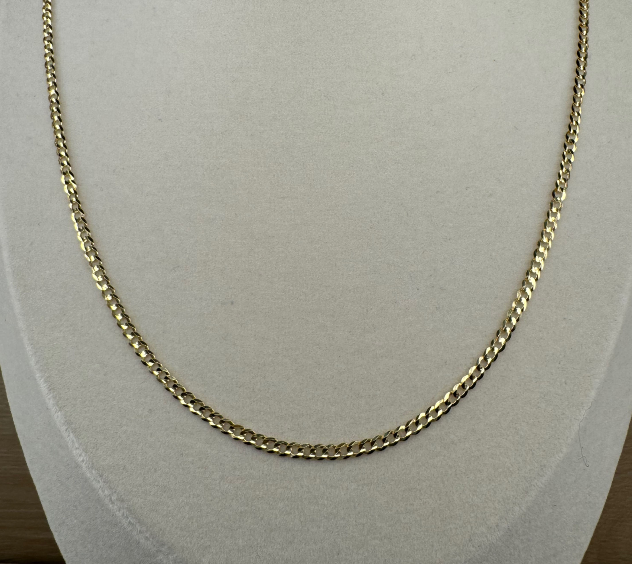 14K Gold Solid 3mm 22 inch Curb Chain