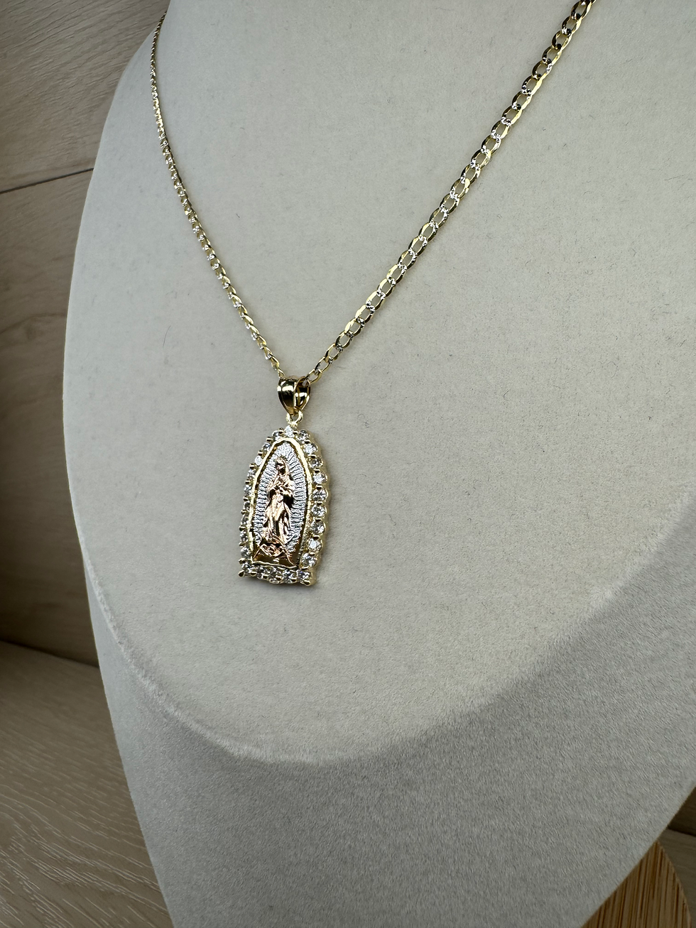 Thumbnail: 14K Gold Medium Virgencita Pendant and Chain Set