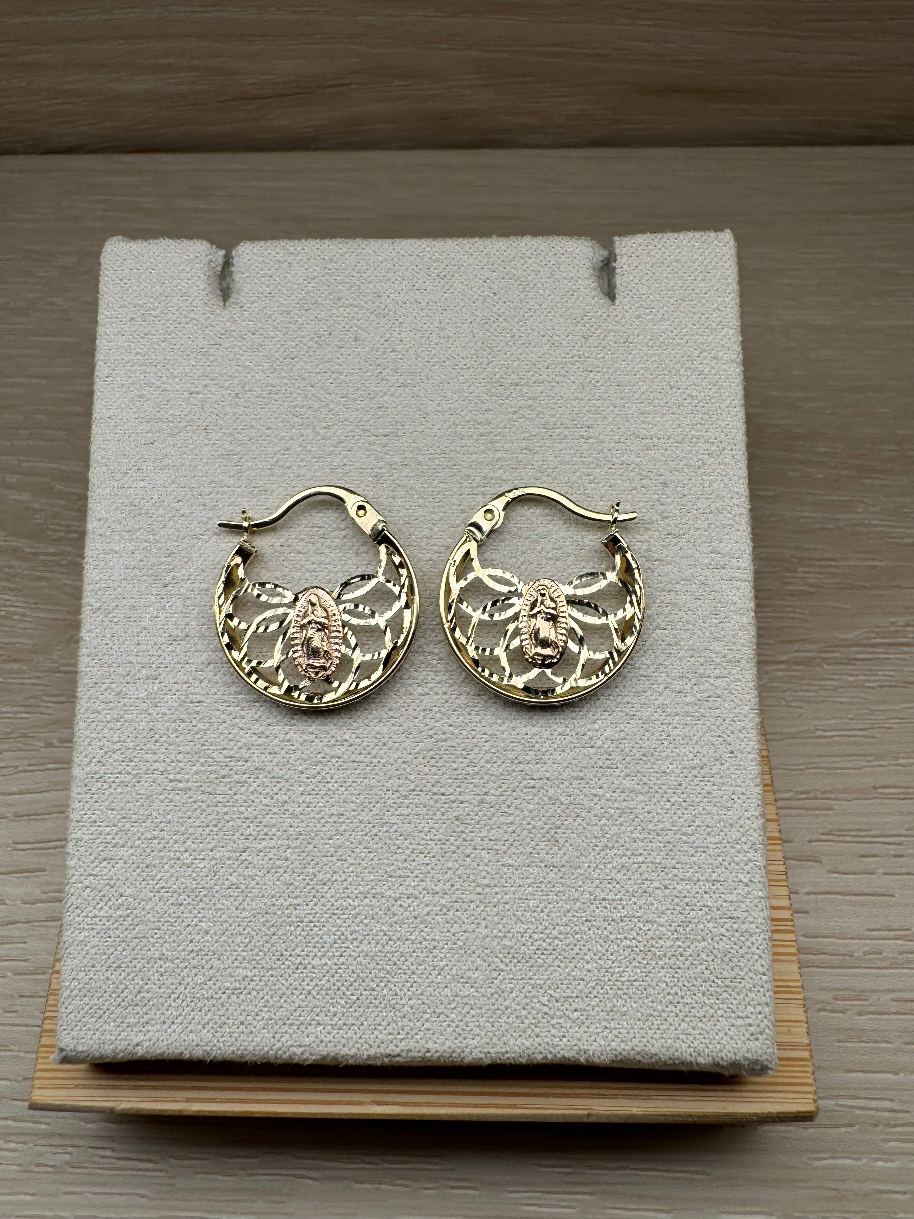 14k Small Virgencita Hoop Earrings