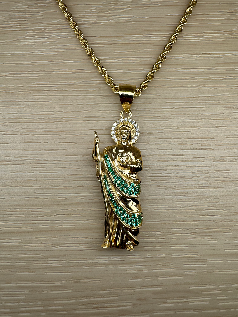 Thumbnail: 14K Gold Extra Large 3D San Judas Pendant
