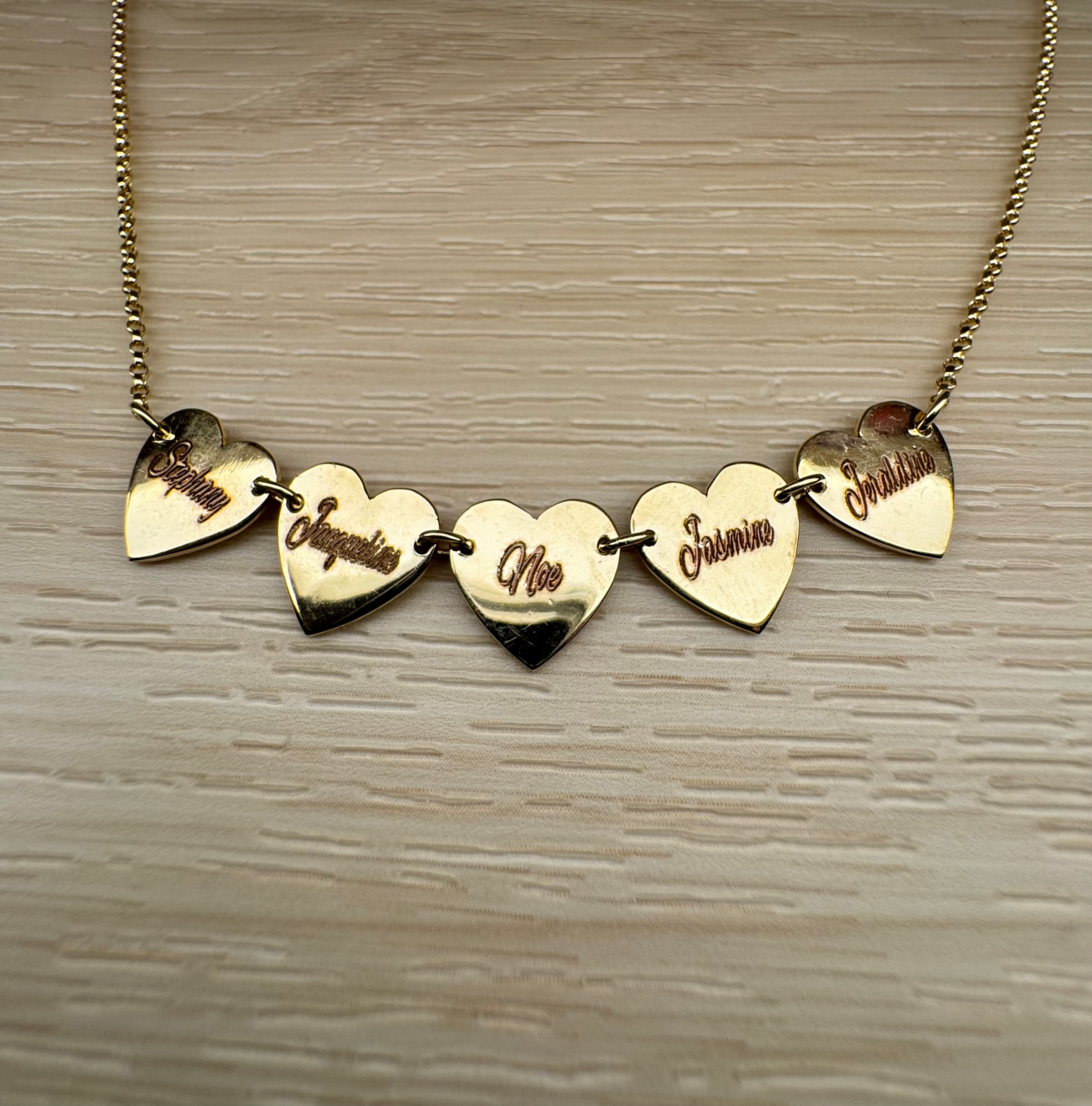 14K Gold Custom Hearts 18 Inch Necklace