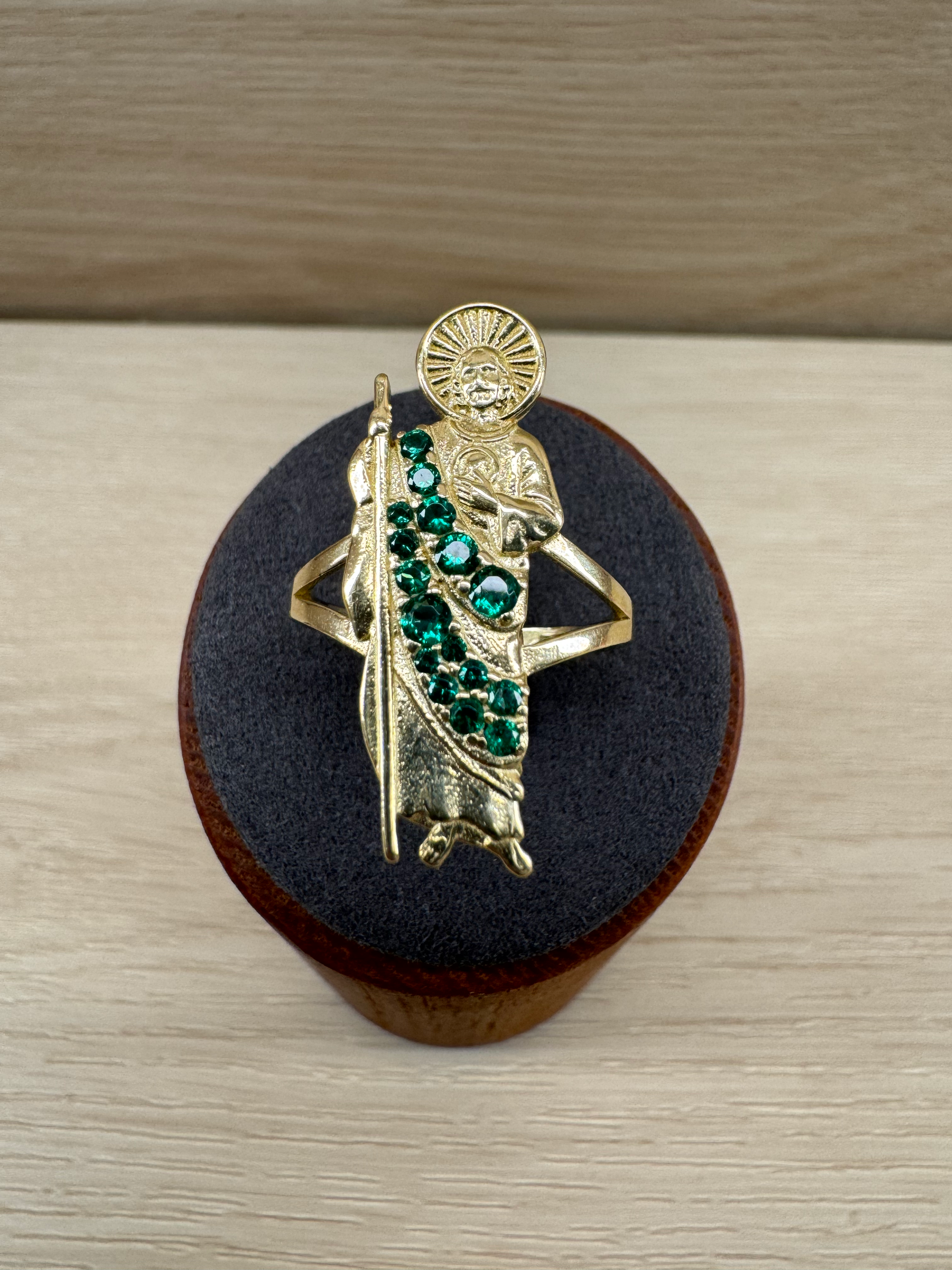 14k Green Stone San Judas Ring
