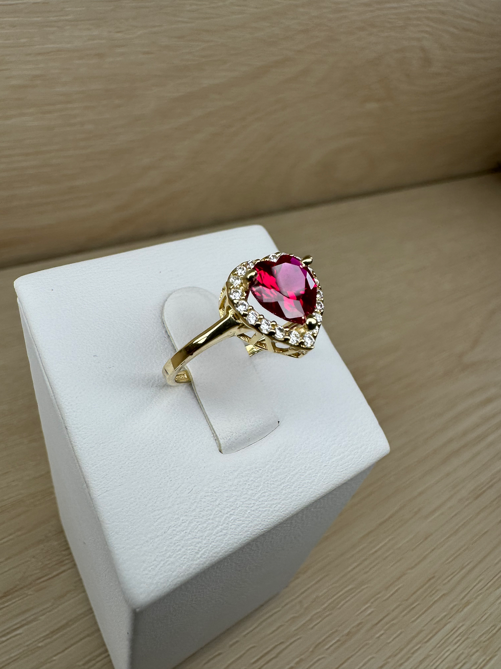 Thumbnail: 14K Gold Red Heart Ring