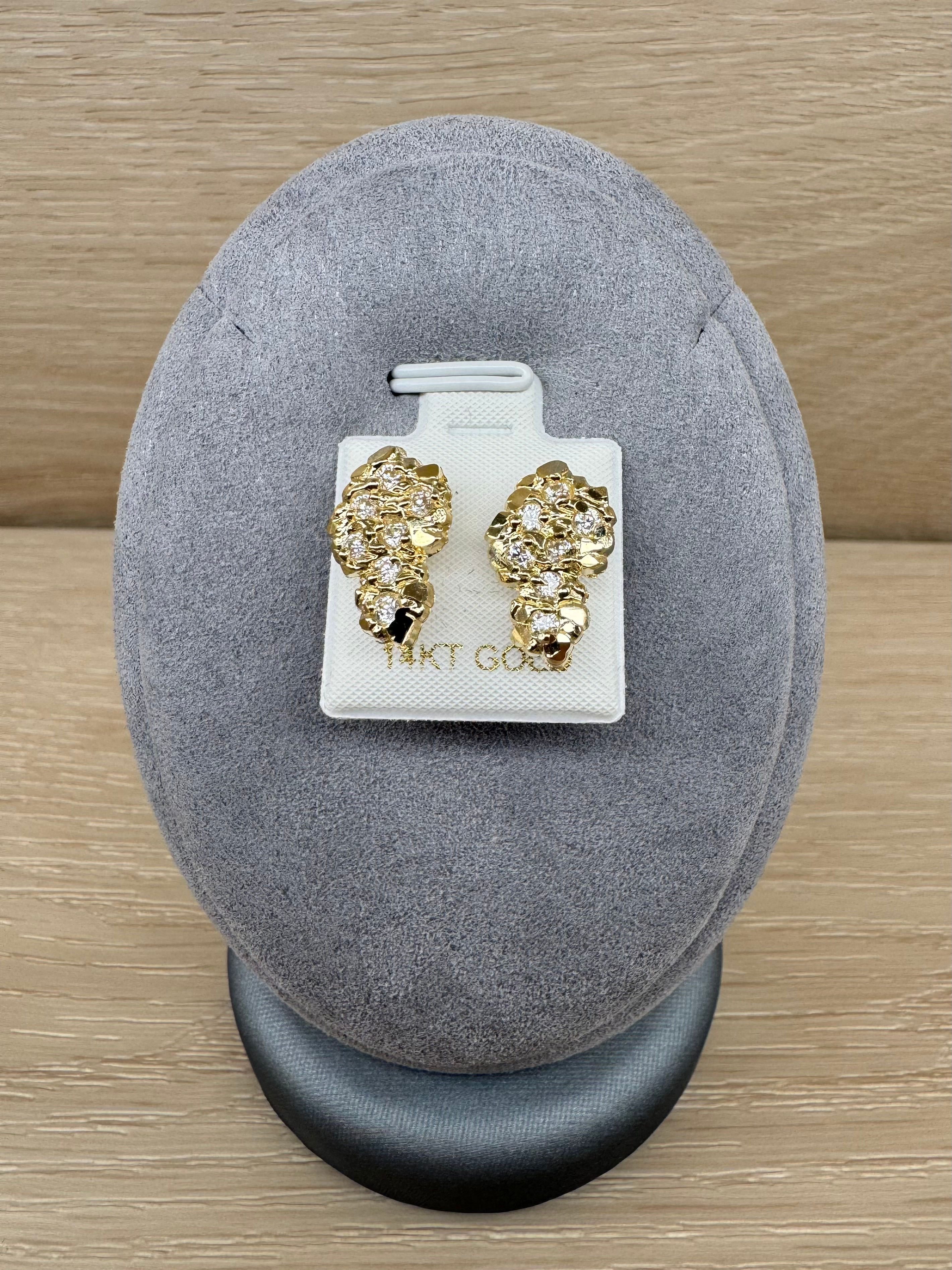 14k Medium Stone Nugget Earrings