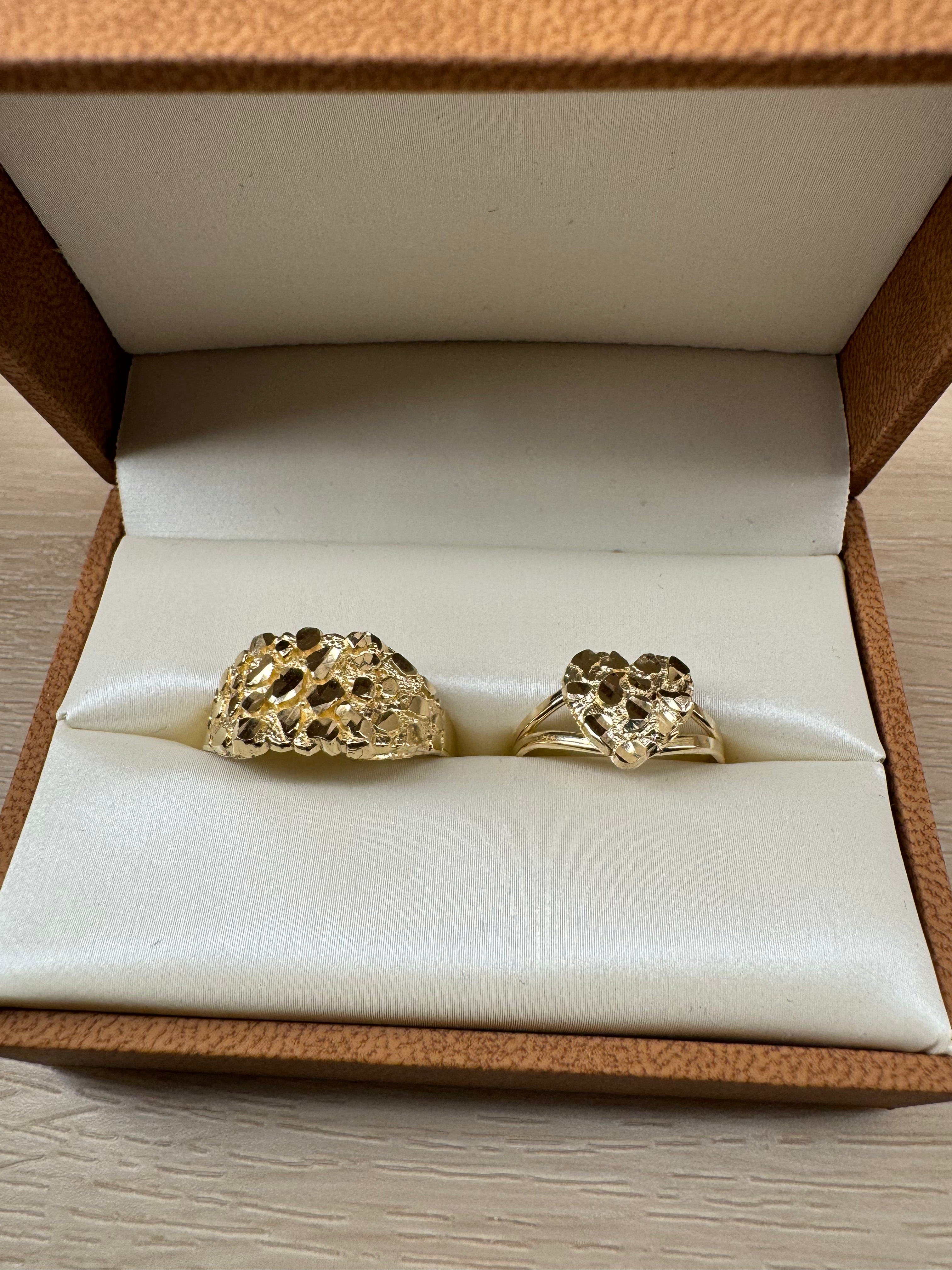 14K Gold Nugget Rings Matching Set