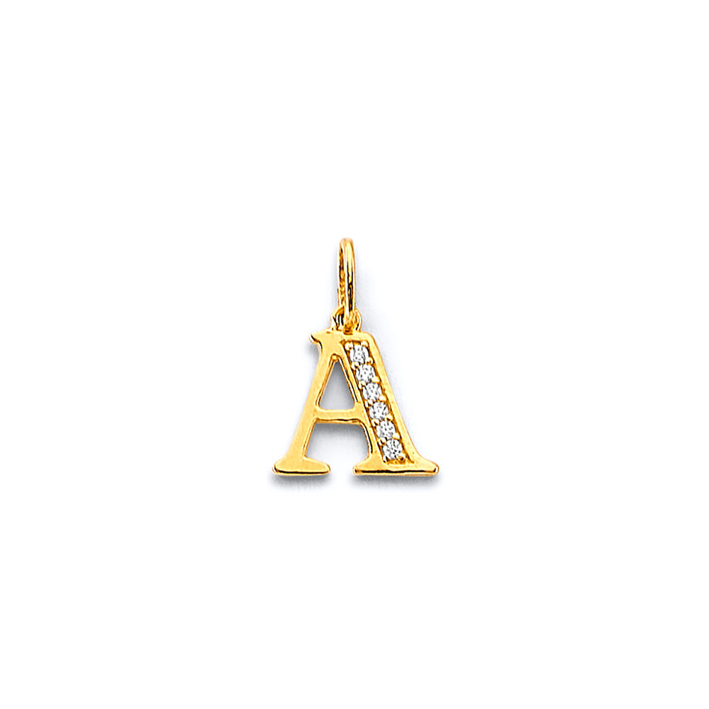 14k Letter Stone Line Pendant