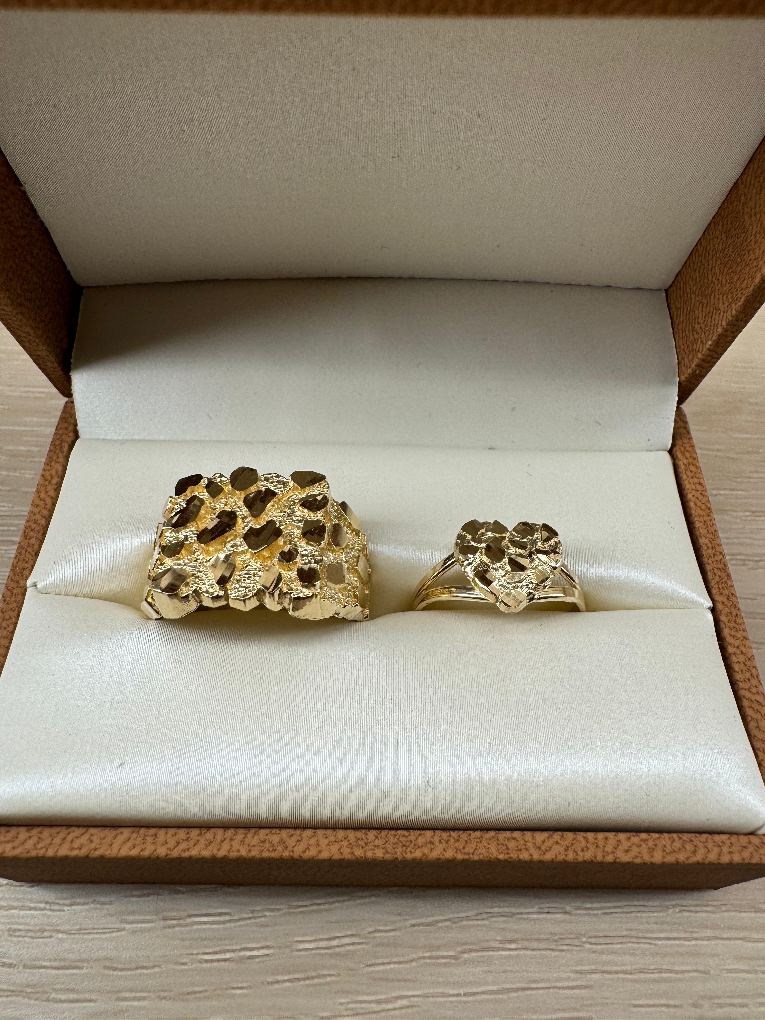 14K Gold Nugget Rings Matching Set