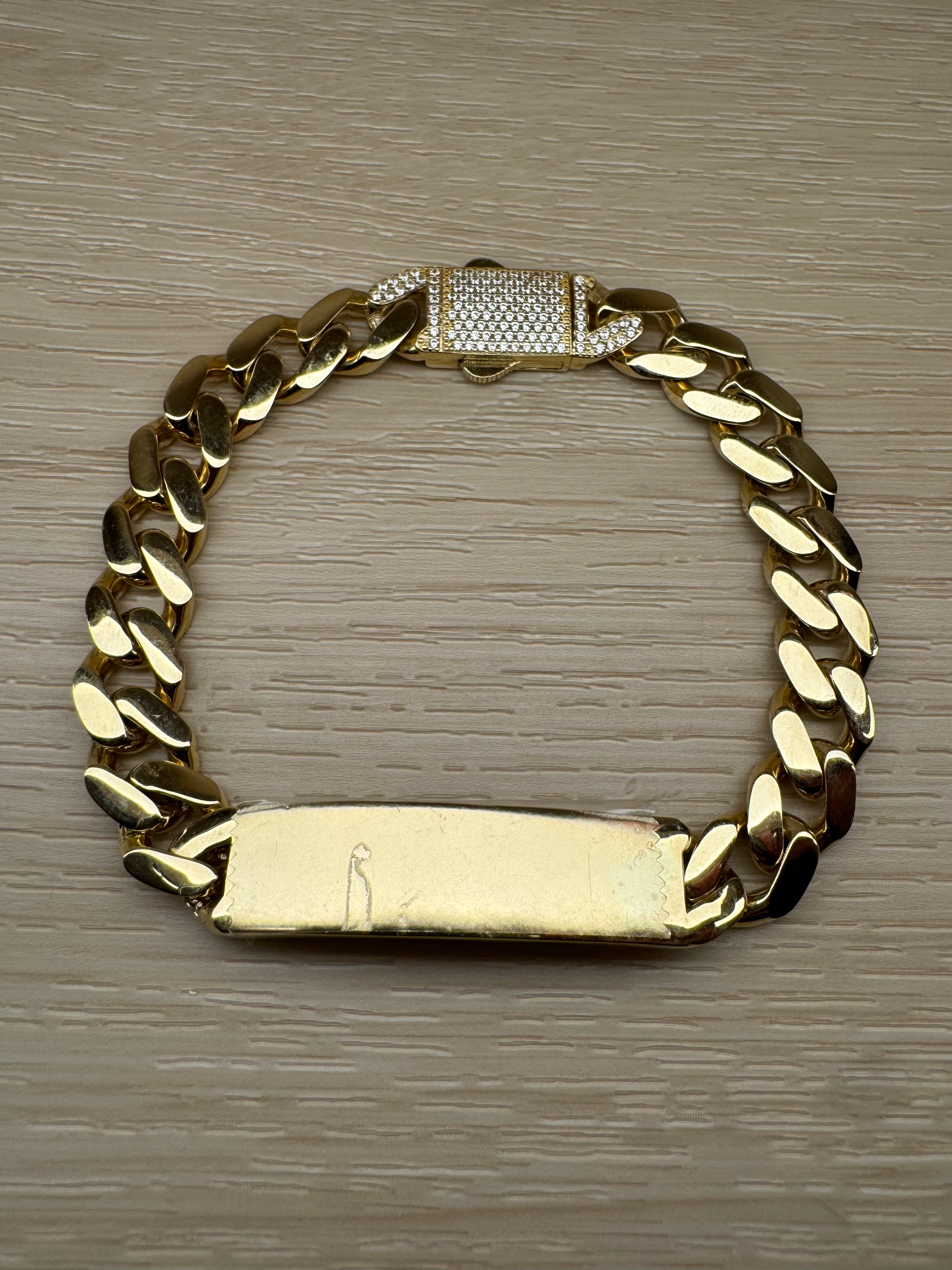 14K Gold 10mm 8.5 Inch Monaco ID Bracelet