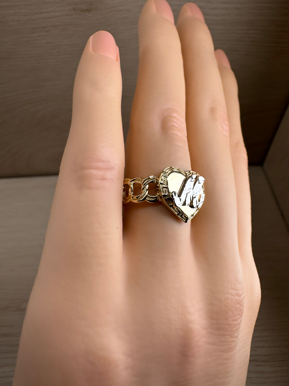 Thumbnail: 14K Gold Custom Letter Heart Ring