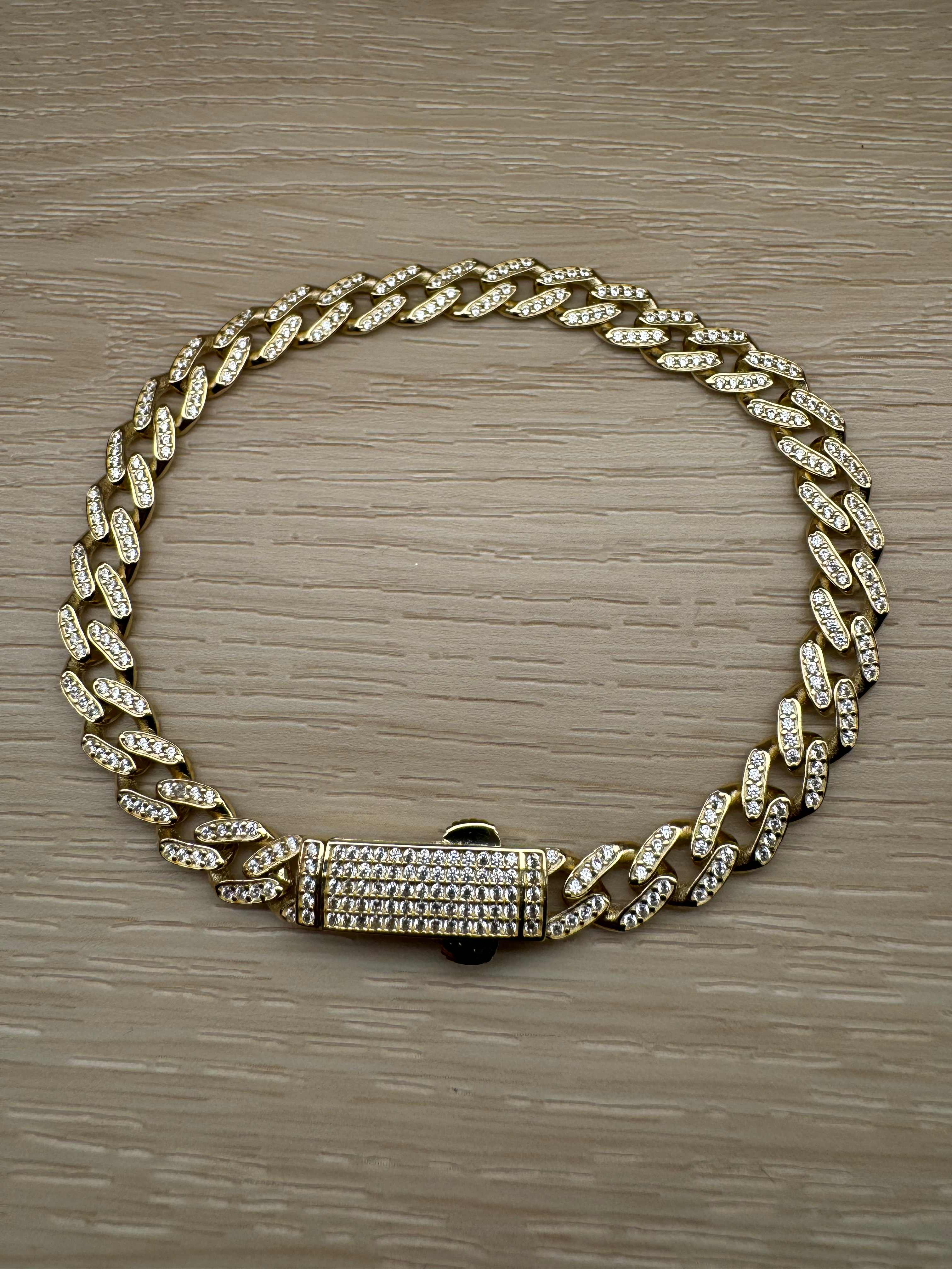 14K Gold 7mm 8.5 Inch Stone Monaco Bracelet