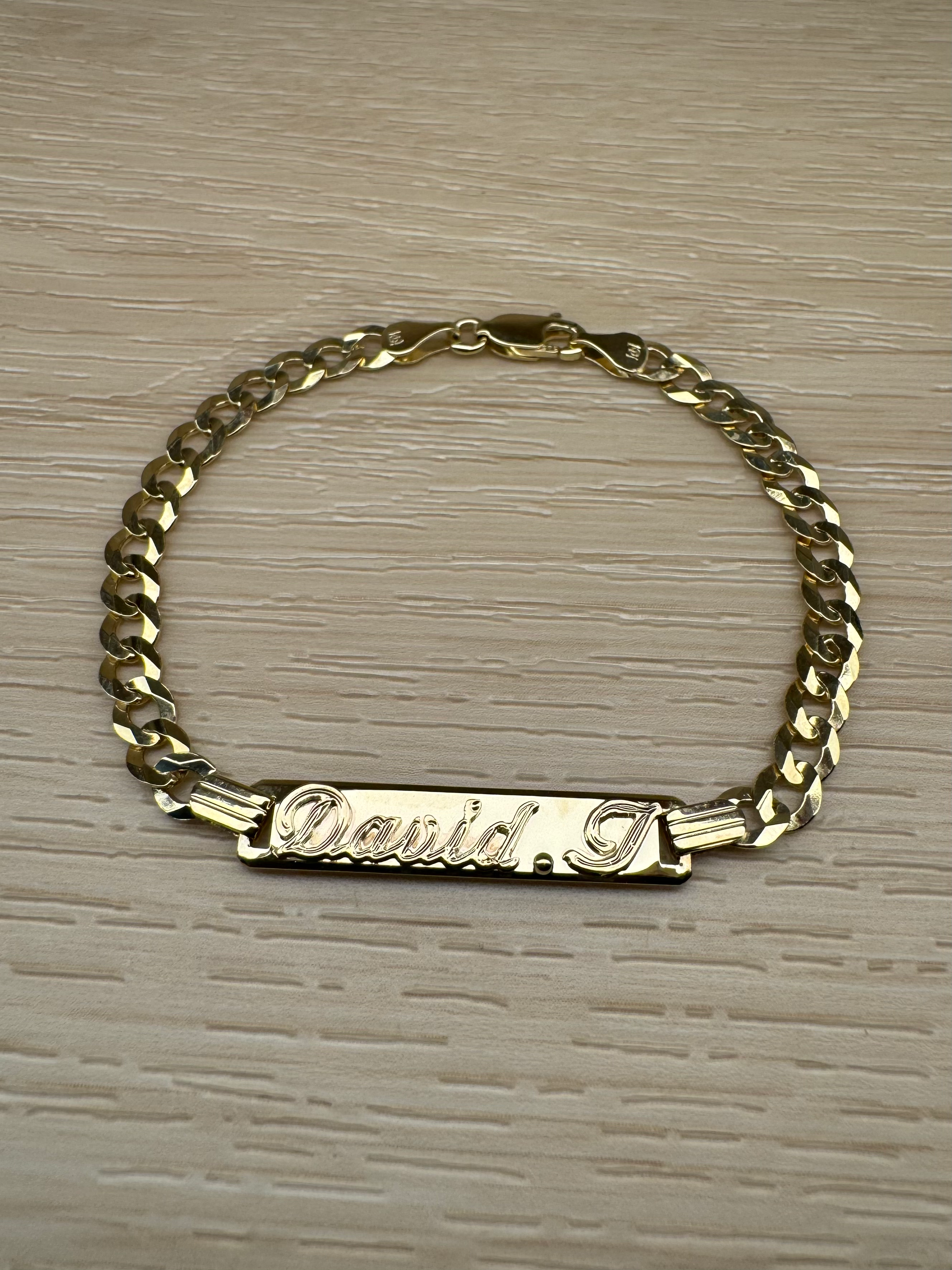 14K Gold 6.5 inch Children's Curb Link ID Bracelet (Customize)