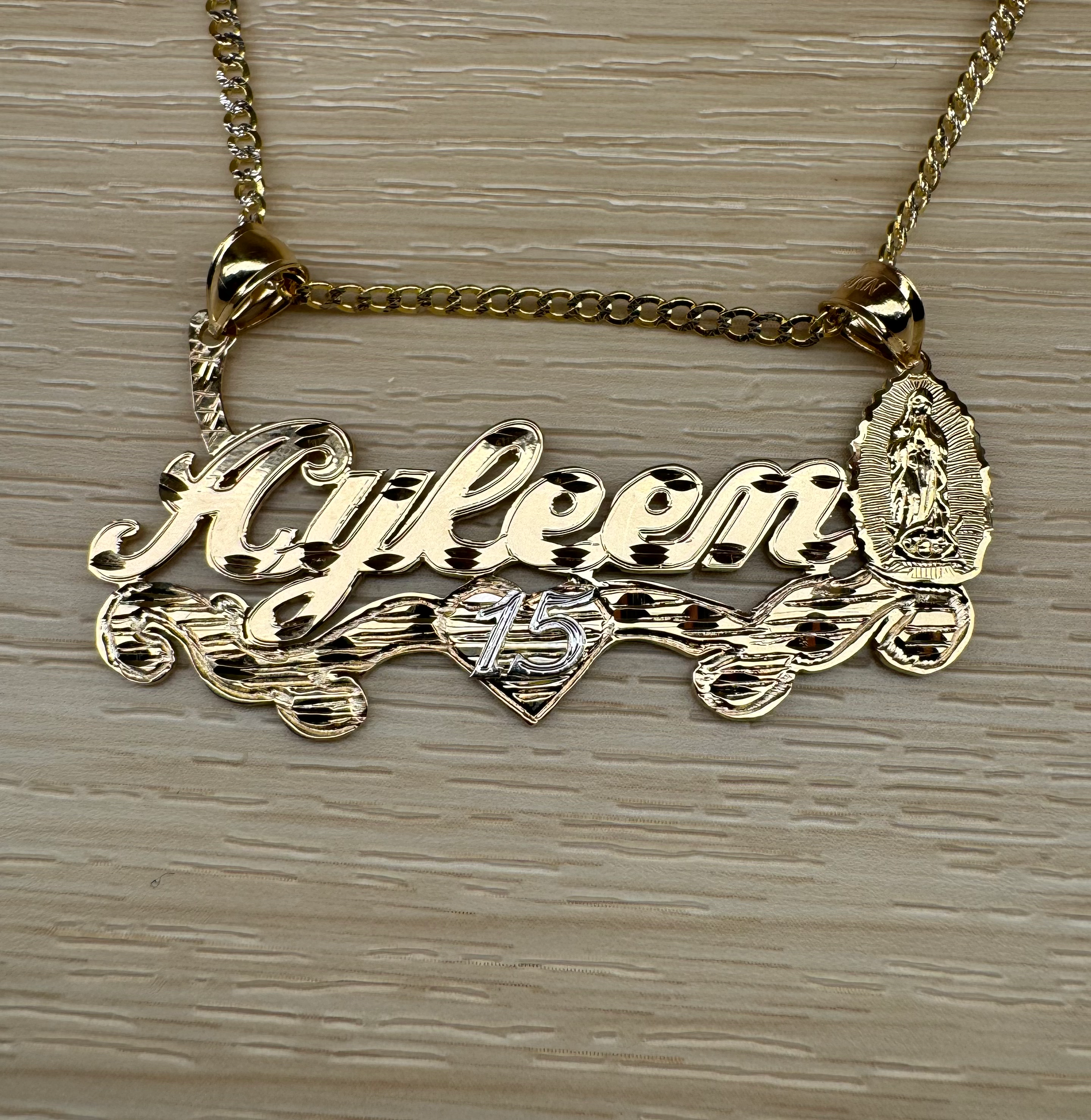 14K Gold Large Virgencita Custom Pendant