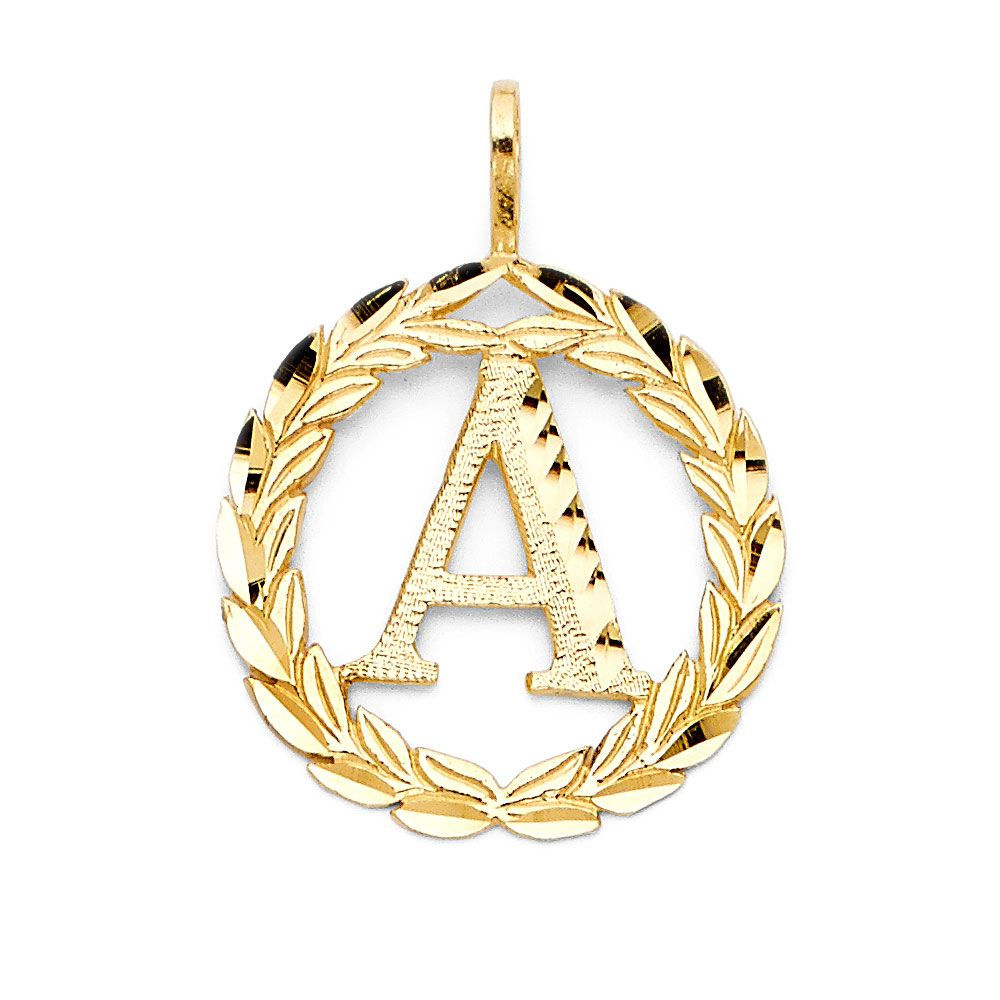 14k Circle Initial Letter Pendant