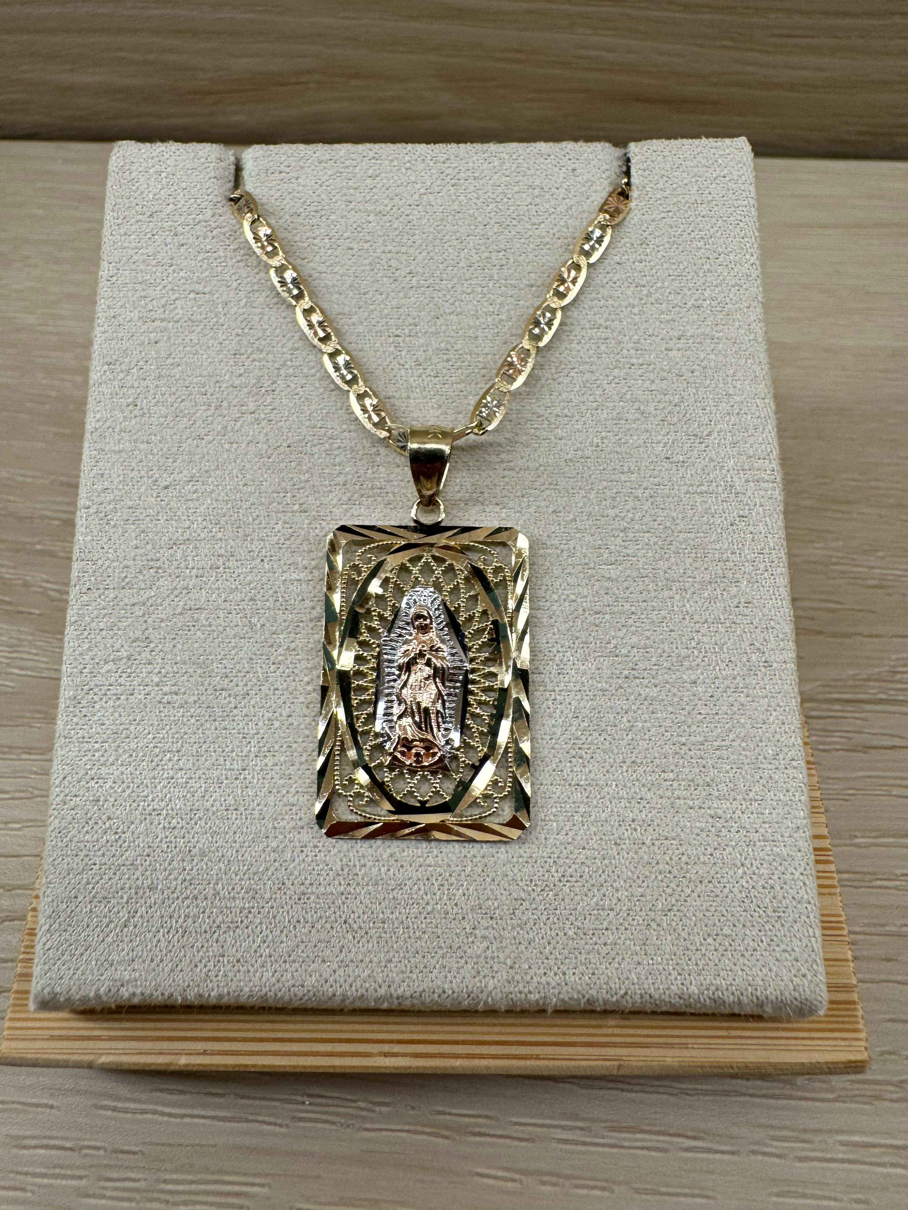 14k Rectangle Virgencita Pendant