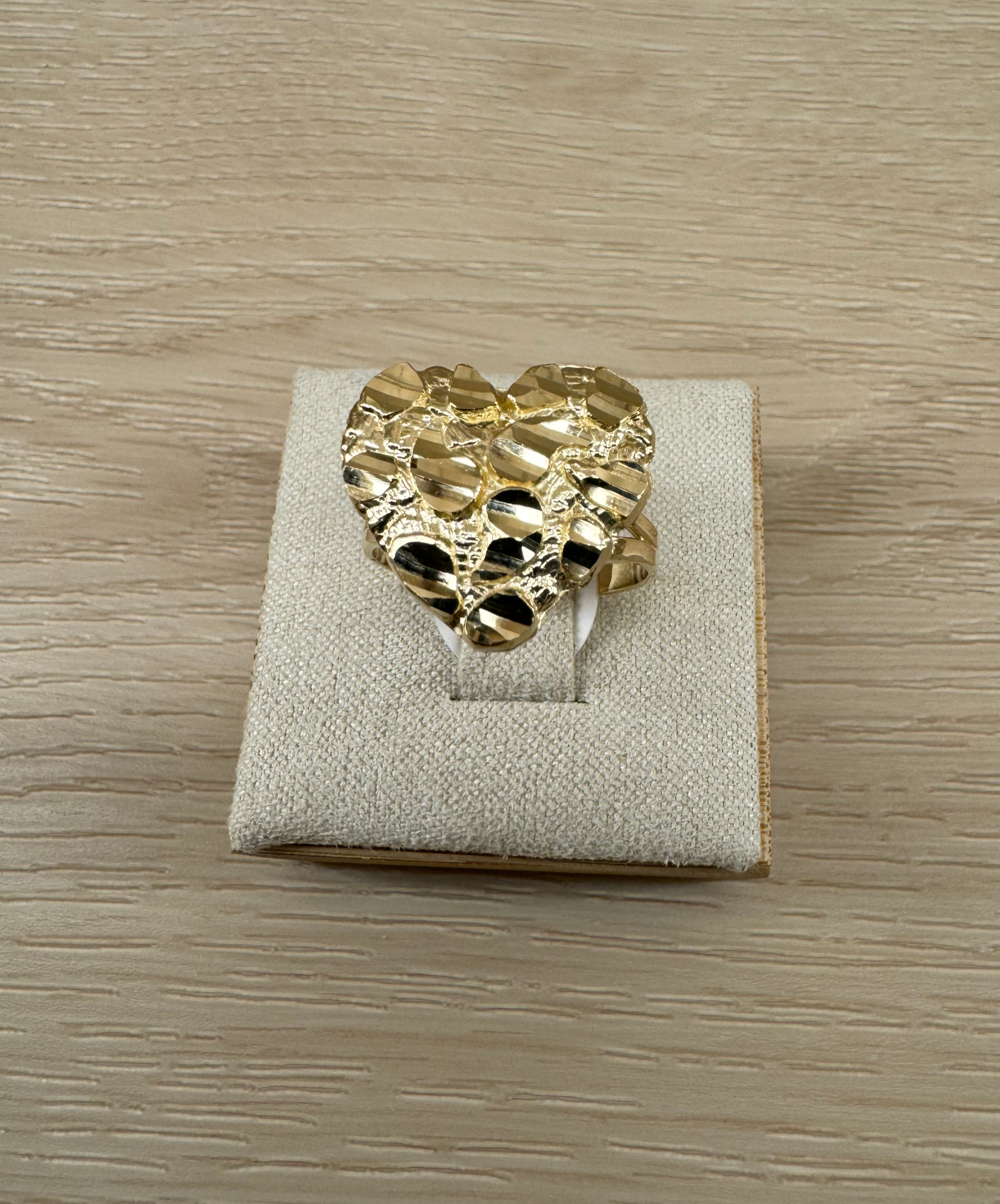 14K Gold Large Heart Nugget Ring