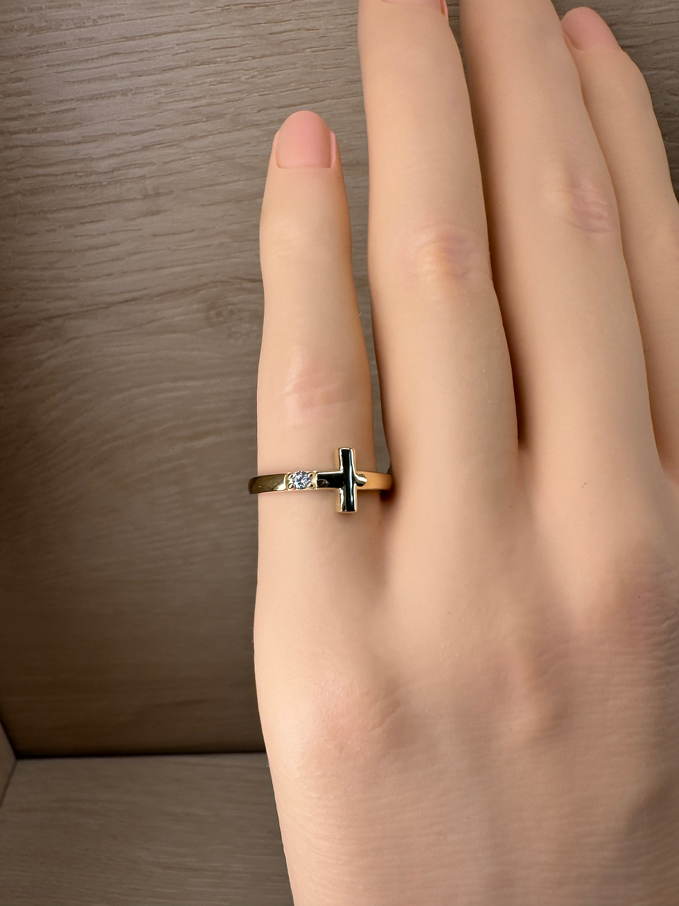 Thumbnail: 14K Gold Pinky Cross Ring