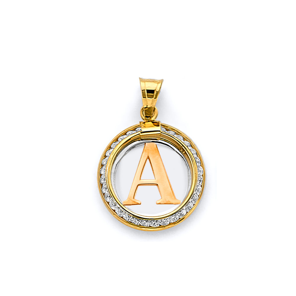14k Circle Letter Pendant