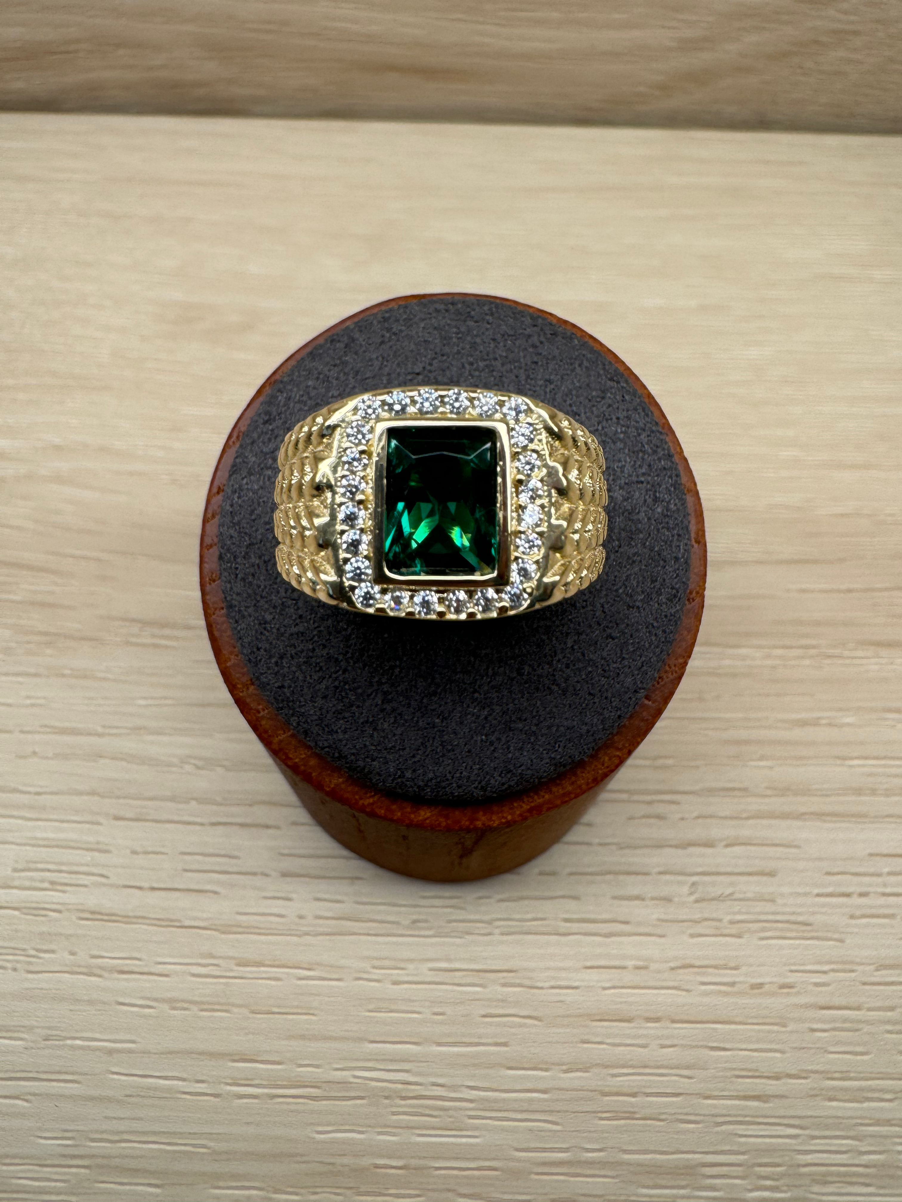 14K Gold Green Stone Ring (Choose Any Color)