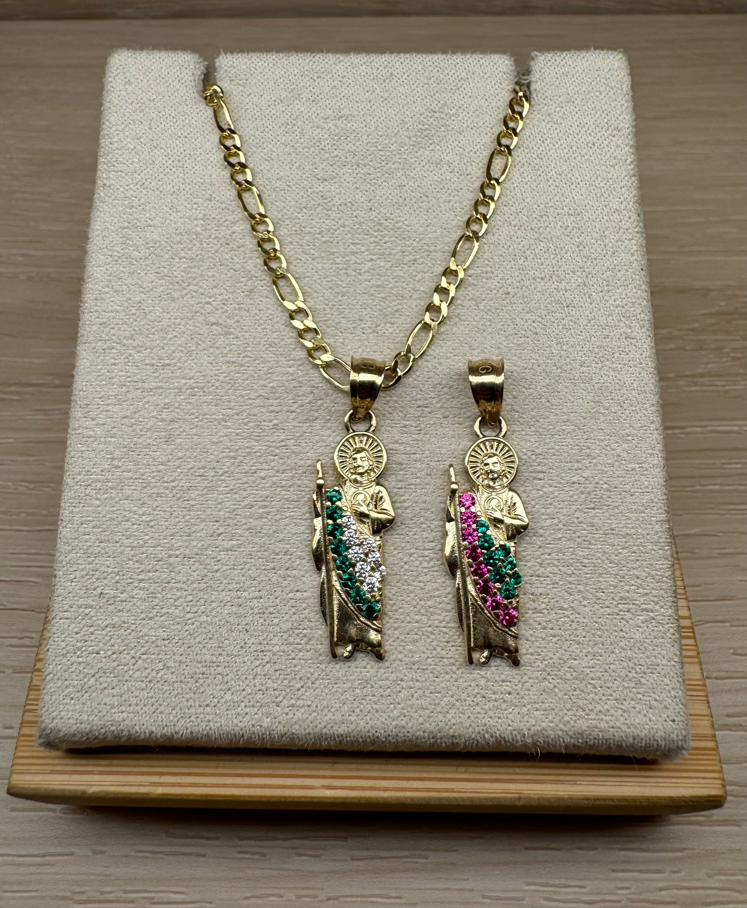 14K Gold Small San Judas Pendant (Choose Color)