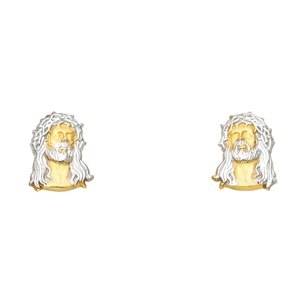 14k Jesus Head Post Earrings