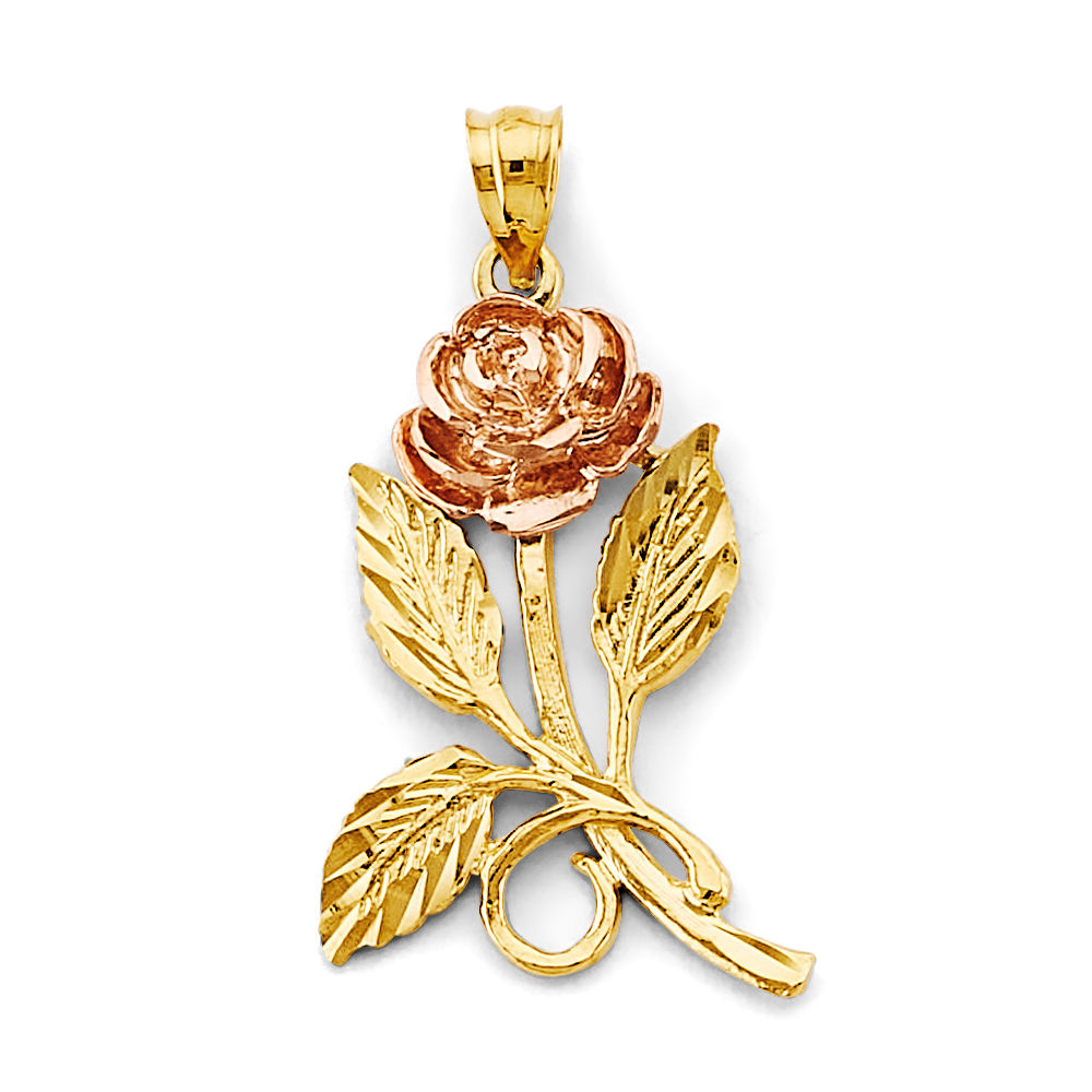 14K Gold Two-Tone Rose Pendant
