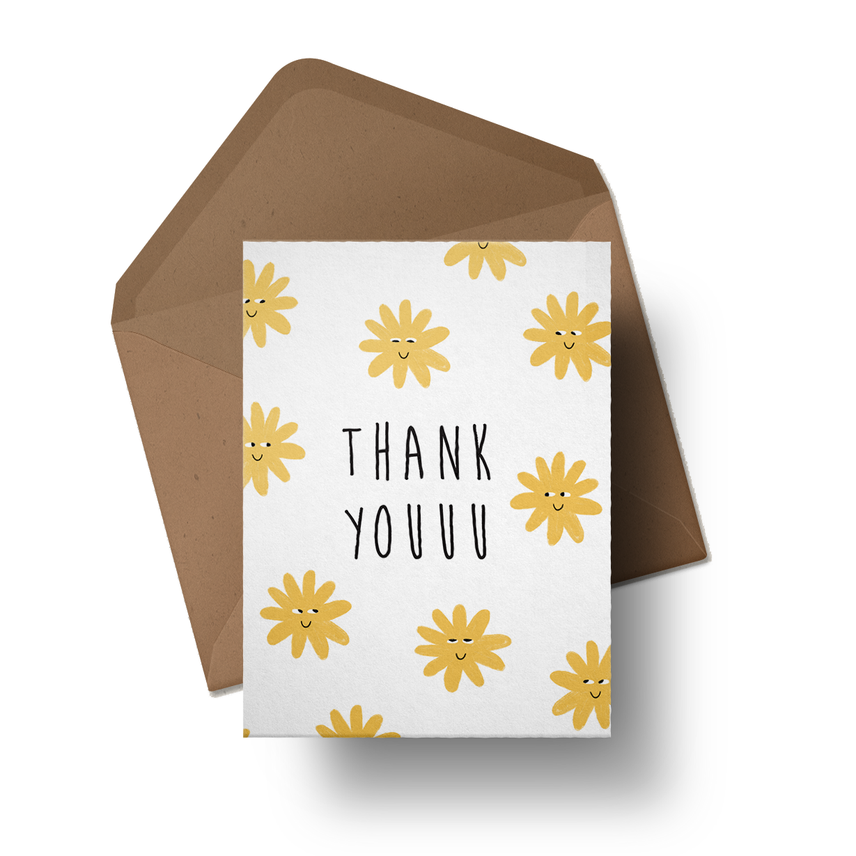Thank You Card – Smiling Flowers Illustration