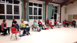 During a rehearsal - when we had to be socially distanced