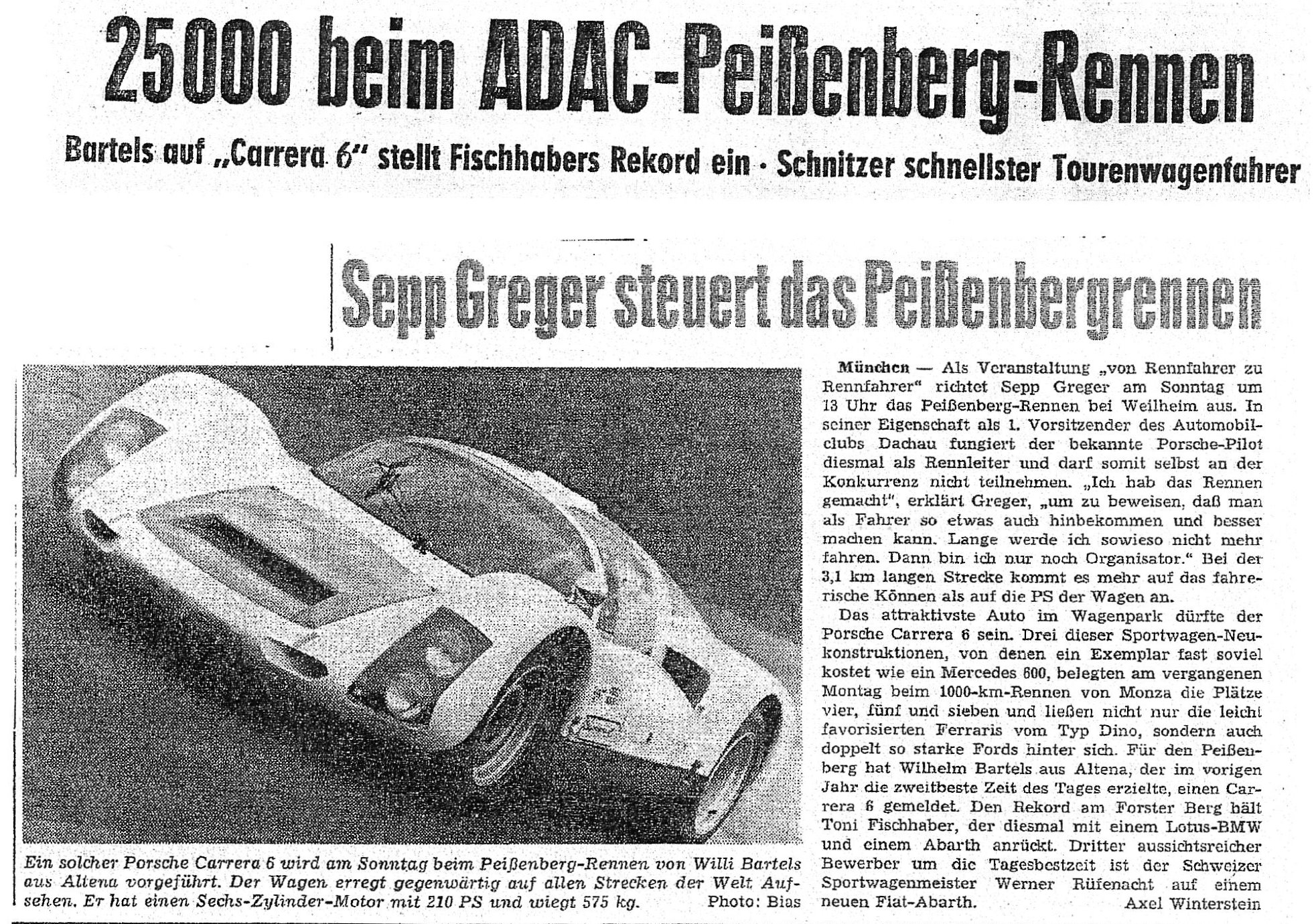 Zeitungsartikel Preißenbergrennen 1965