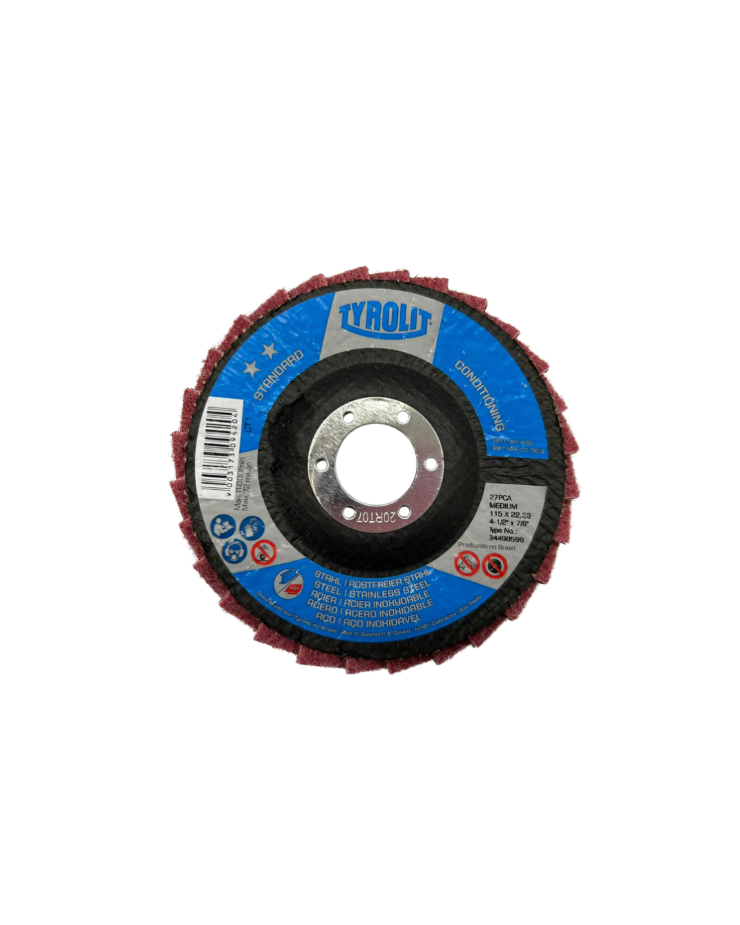 Disco Flap Manta Abrasiva Medium Standard 4.1/2 115X22,23 Etapa 1 - Tyrolit