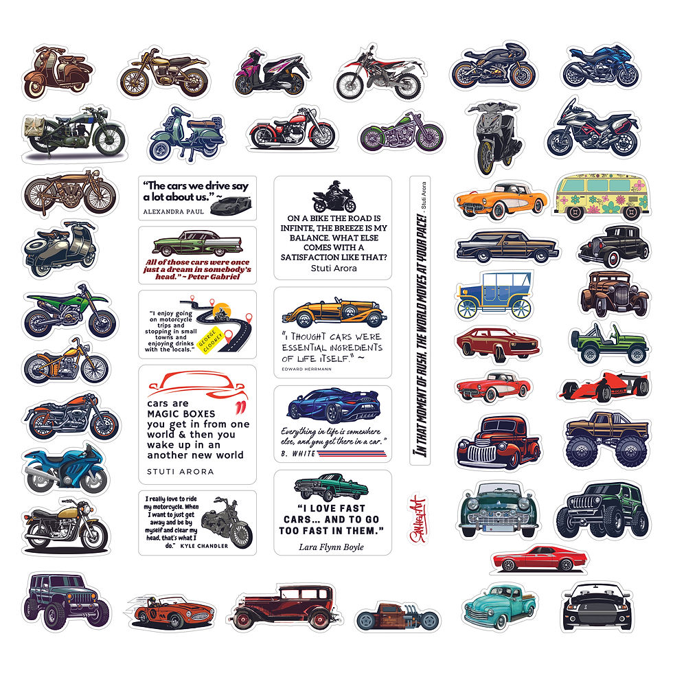 Cars and Bikes Stickers With Quotes