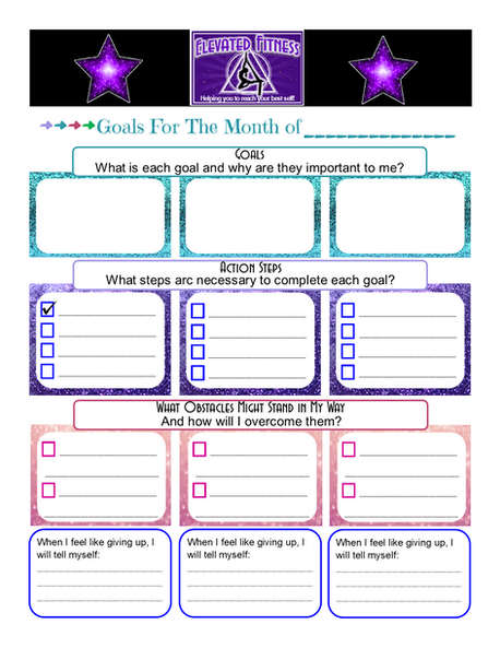Monthly Goal Worksheet