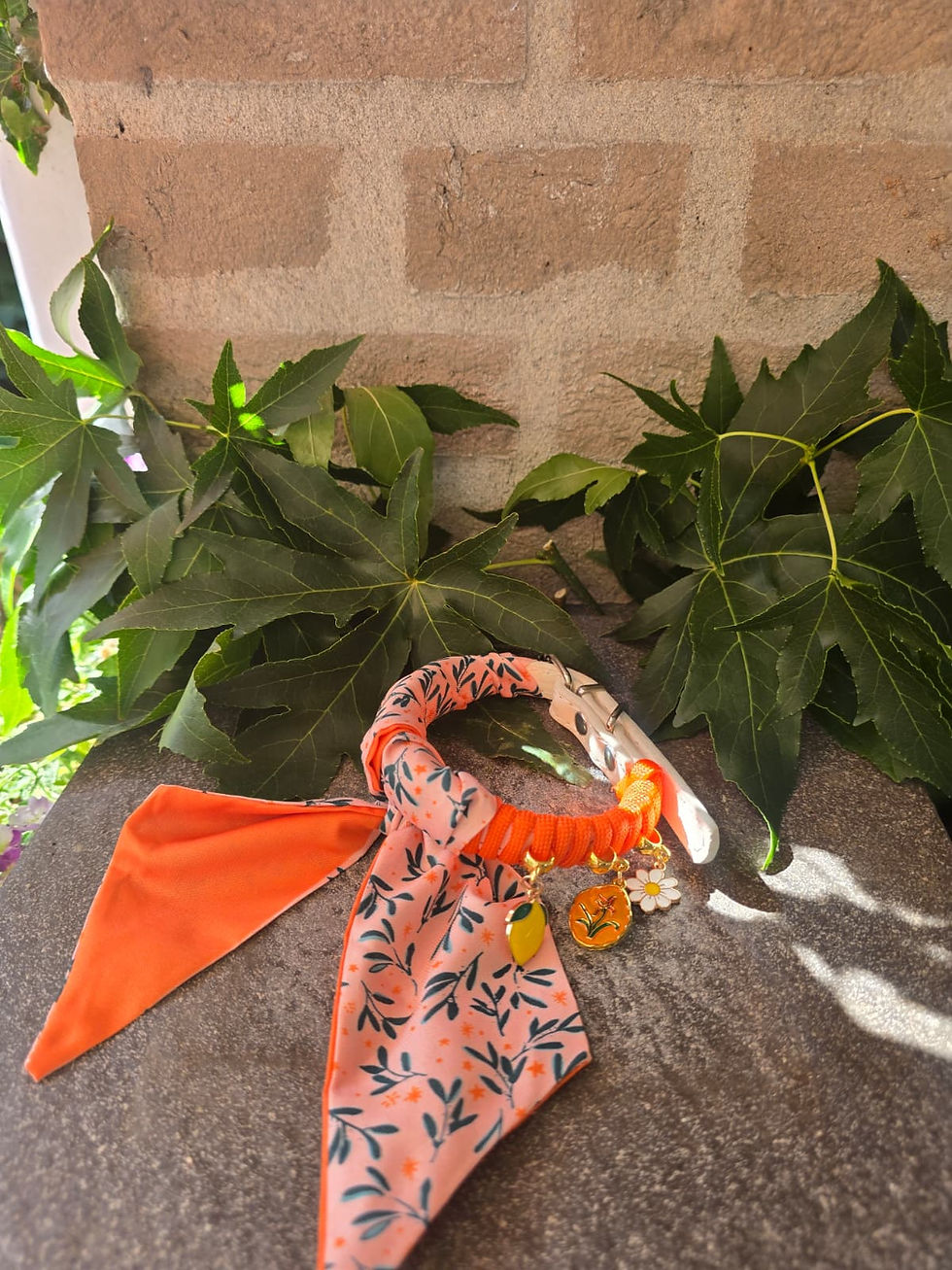 Oranje handgemaakte Ibizastijl halsband