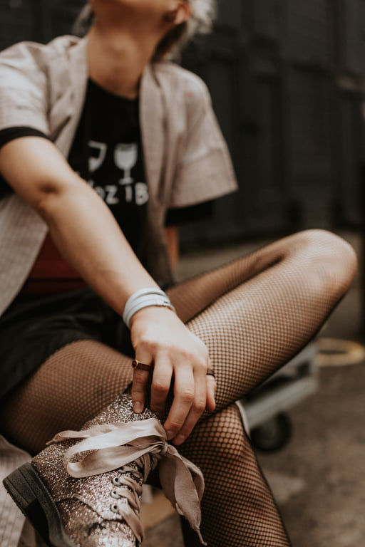 Thumbnail: Leather ring with ruby Swarovski crystal