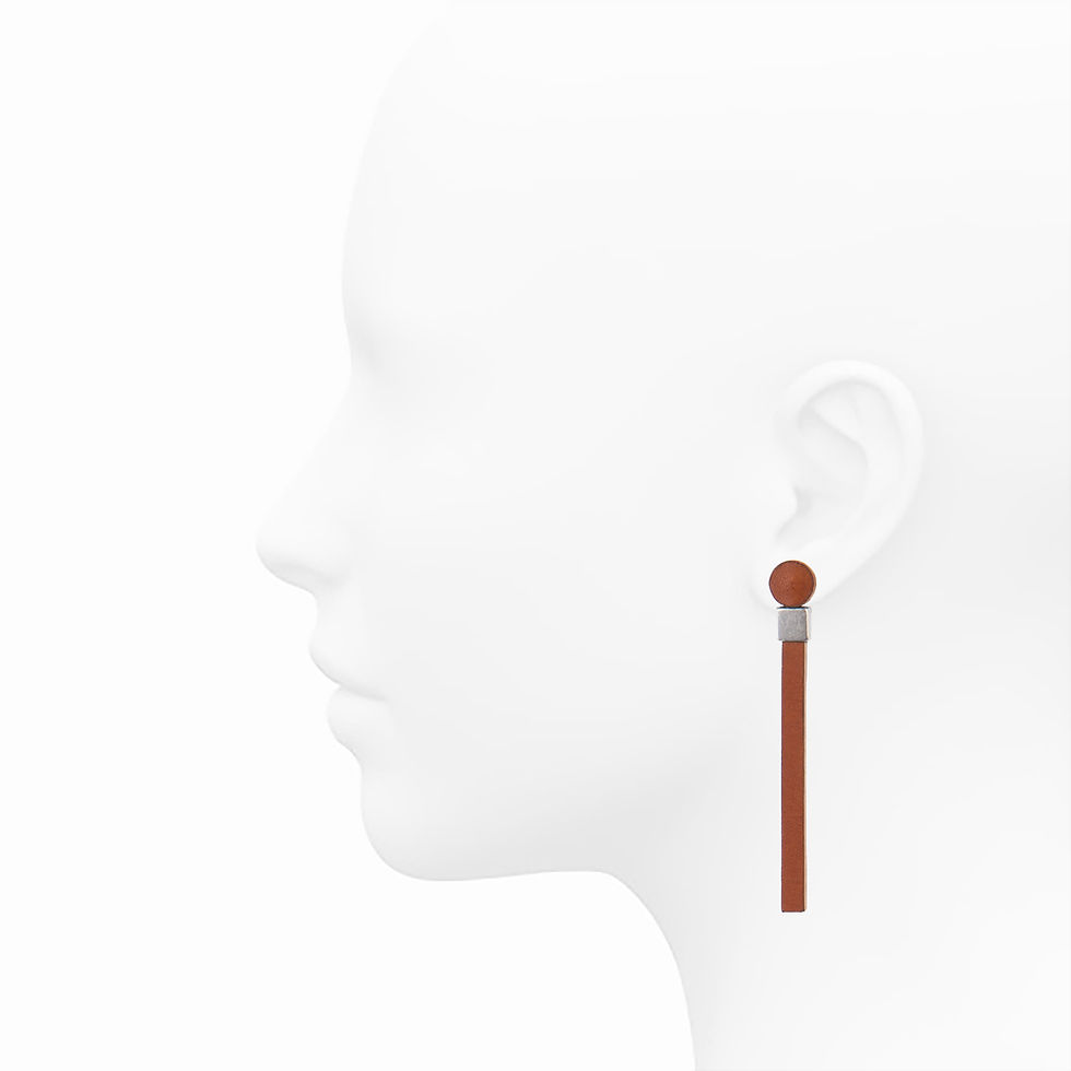 Thumbnail: Leather Bar Silver Square Earrings