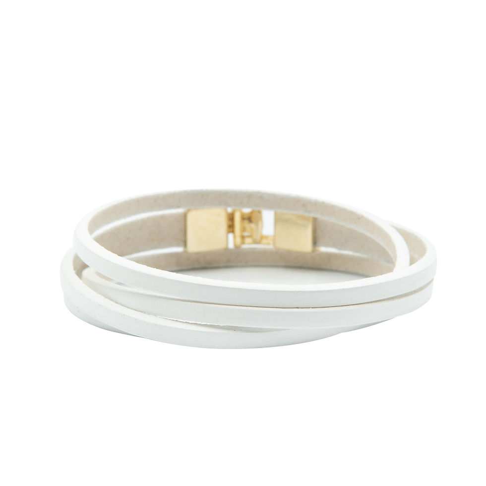 Thumbnail: Slim T-Bar Gold Hook Clasp Double Wrap Slit Bracelet