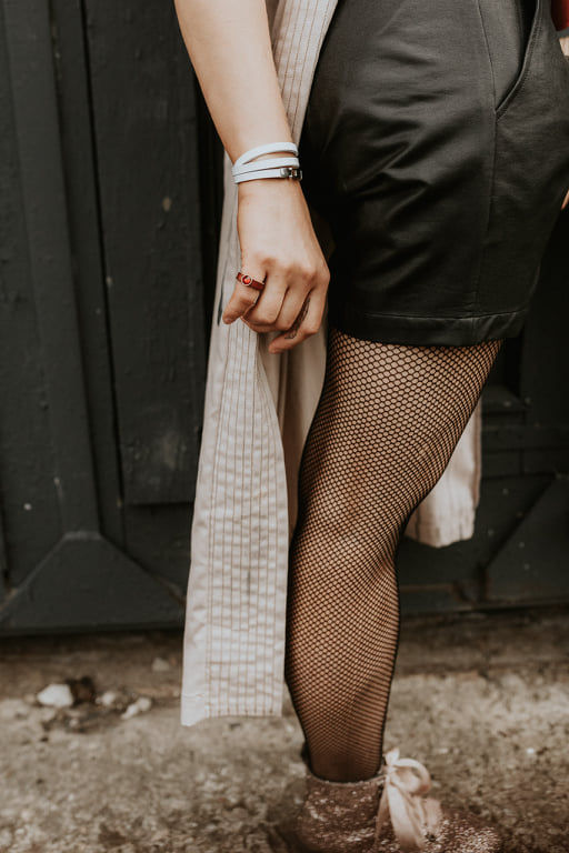 Thumbnail: Leather ring with ruby Swarovski crystal